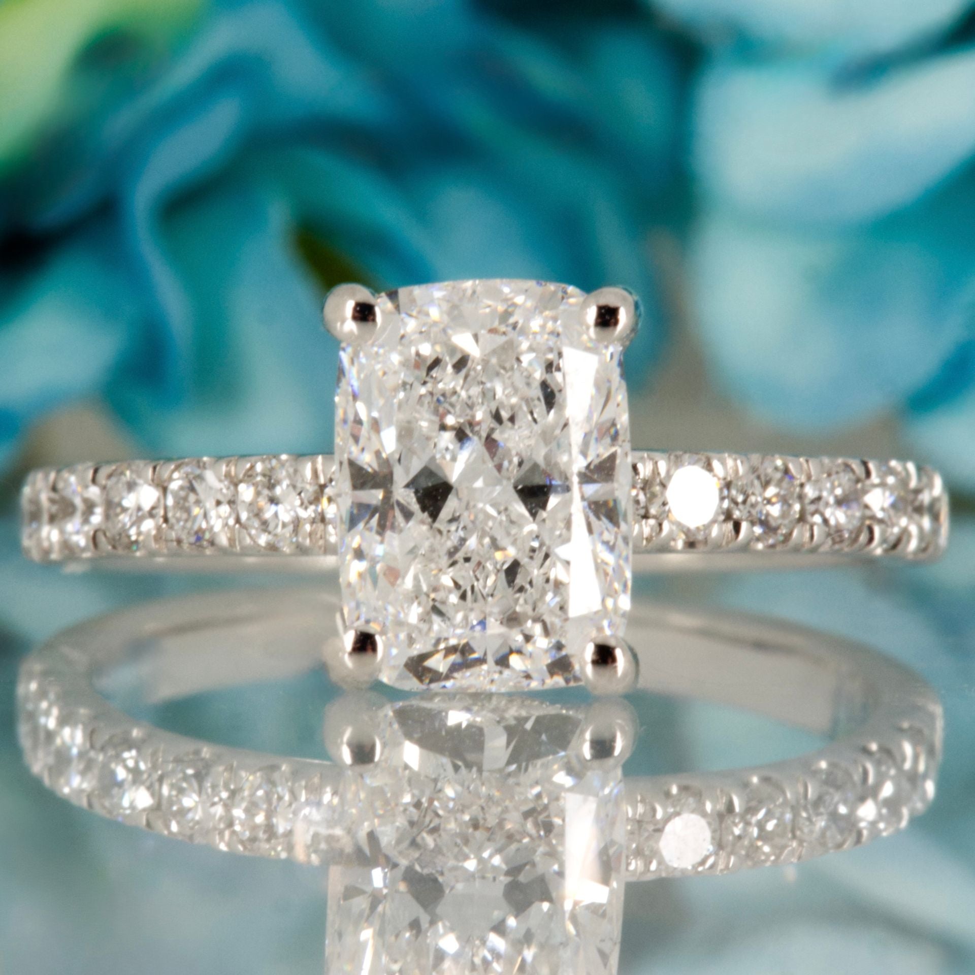 Platinum 1.55ct Cushion Cut Lab Grown Diamond Solitaire Ring