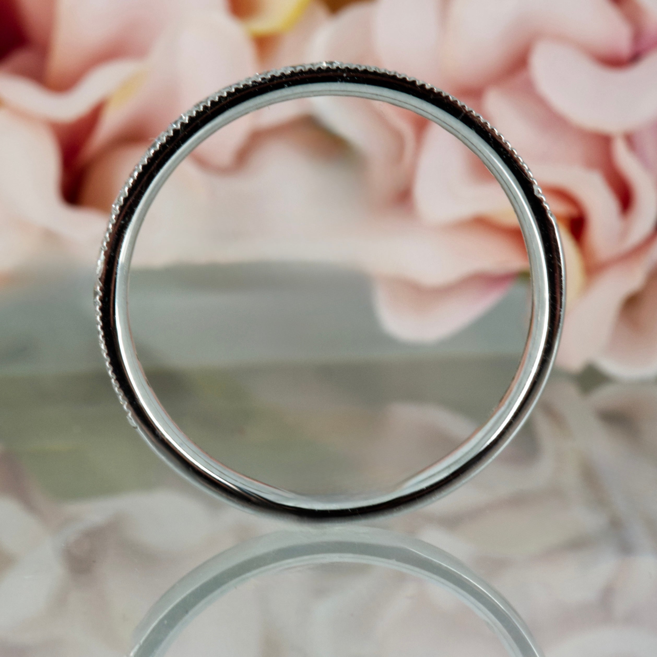 Platinum 0.21ct Round Brilliant Cut Diamond Millgrain Edged Channel Set Half Eternity Ring