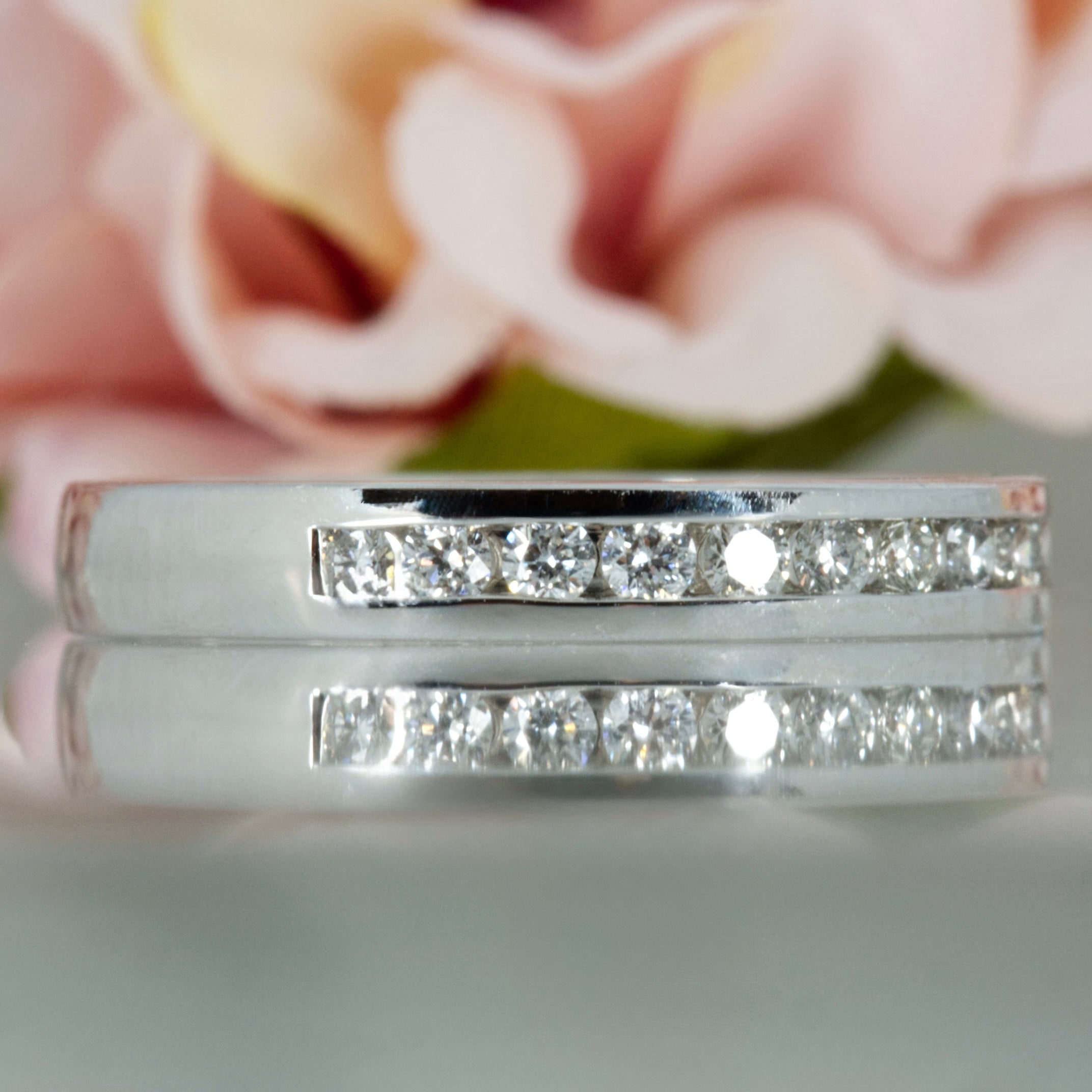 Platinum 0.25ct Round Brilliant Cut Diamond Channel Set Half Eternity Ring