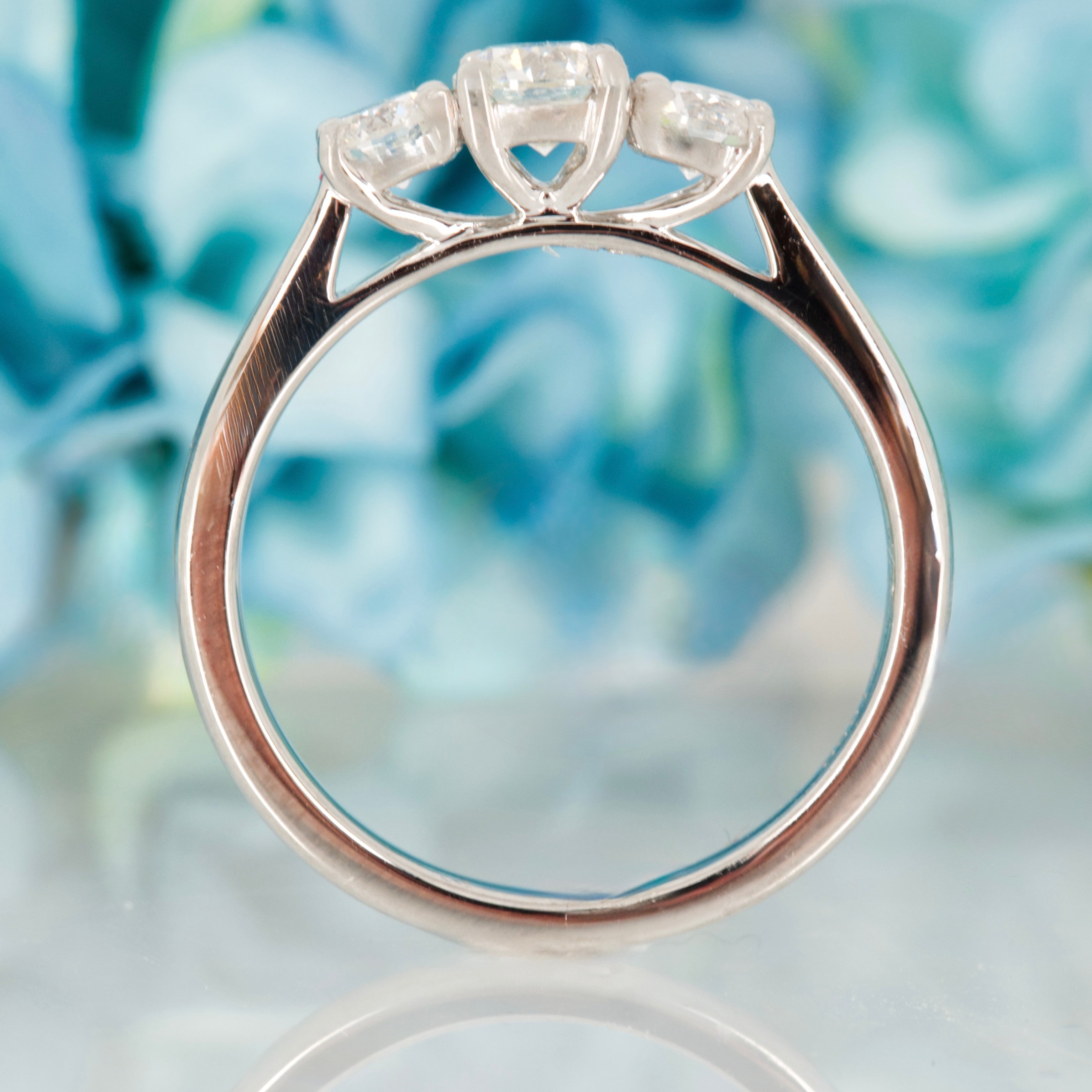 Platinum 0.50ct Round Brilliant Cut Diamond Claw Set Trilogy Ring