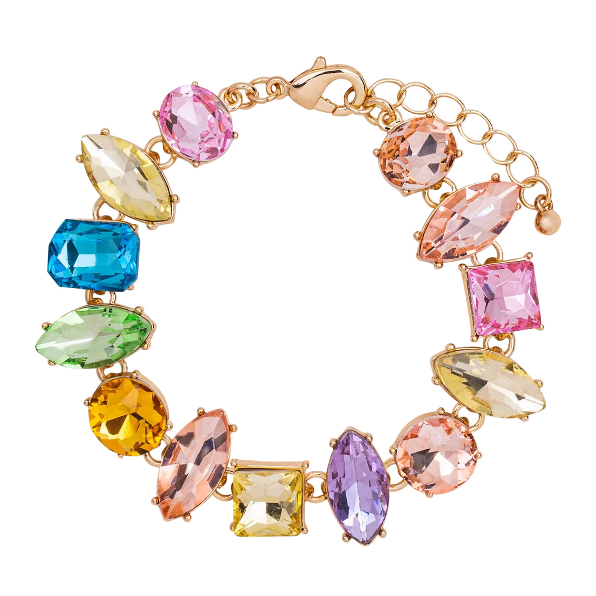 Gold Plated Multi-Coloured Cubic Zirconia Set Bracelet