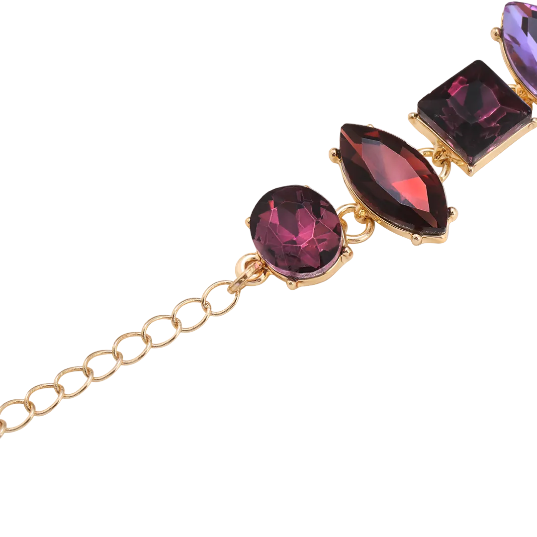 Gold Plated Purple Cubic Zirconia Set Bracelet