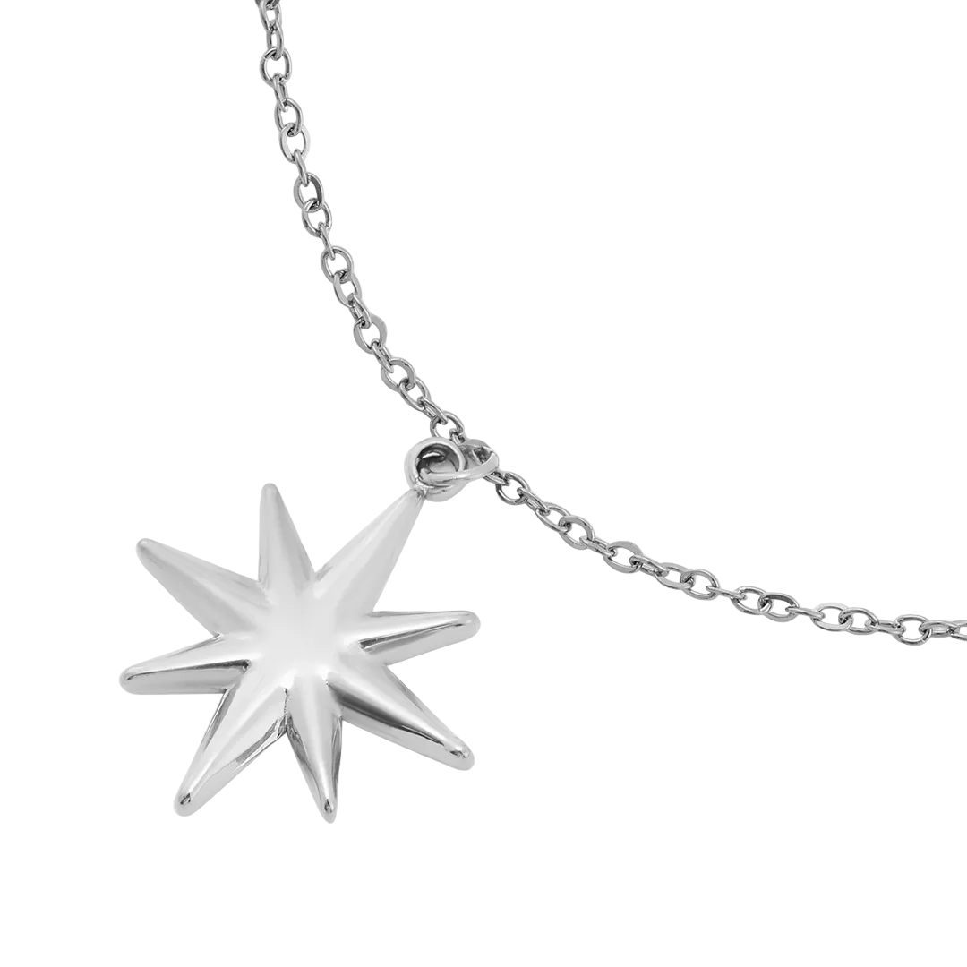 Rhodium Plated Star Charm Bracelet