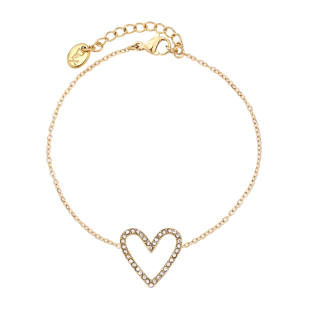 Gold Plated Cubic Zirconia Set Heart Bracelet