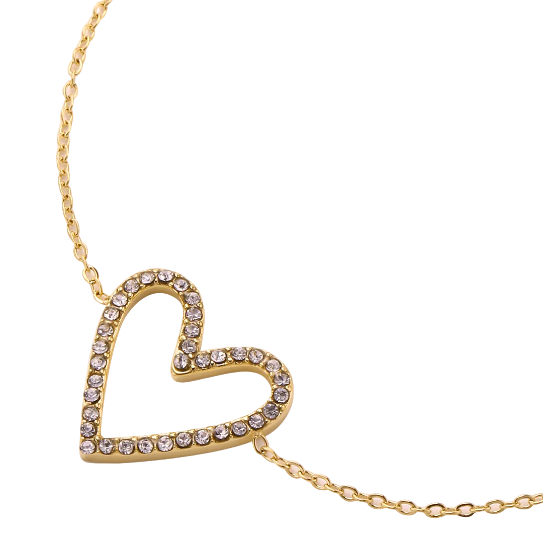 Gold Plated Cubic Zirconia Set Heart Bracelet