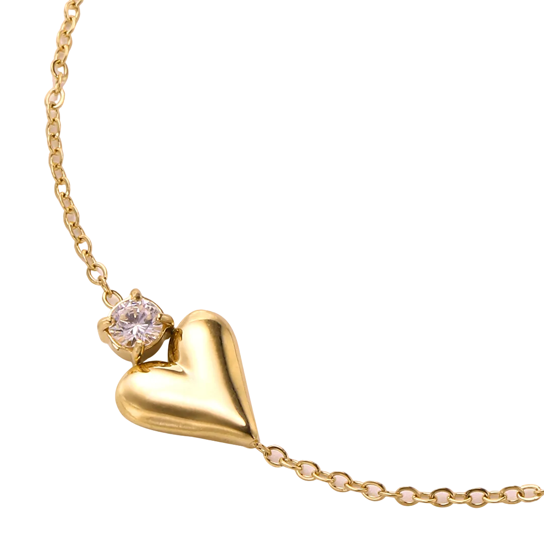 Gold Plated Heart & Cubic Zirconia Set Bracelet