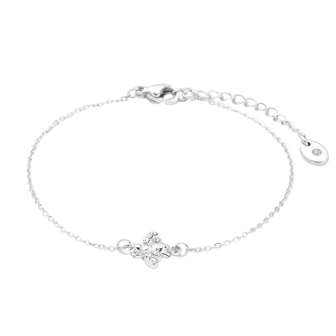 Rhodium Plated Cubic Zirconia Set Bee Bracelet