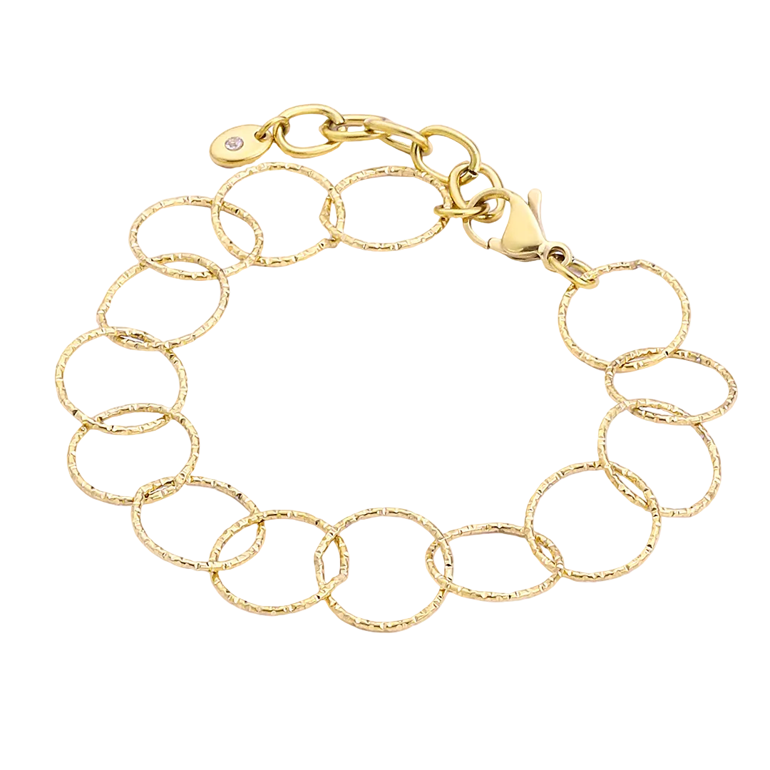 Gold Plated Hammered Circles Bracelet