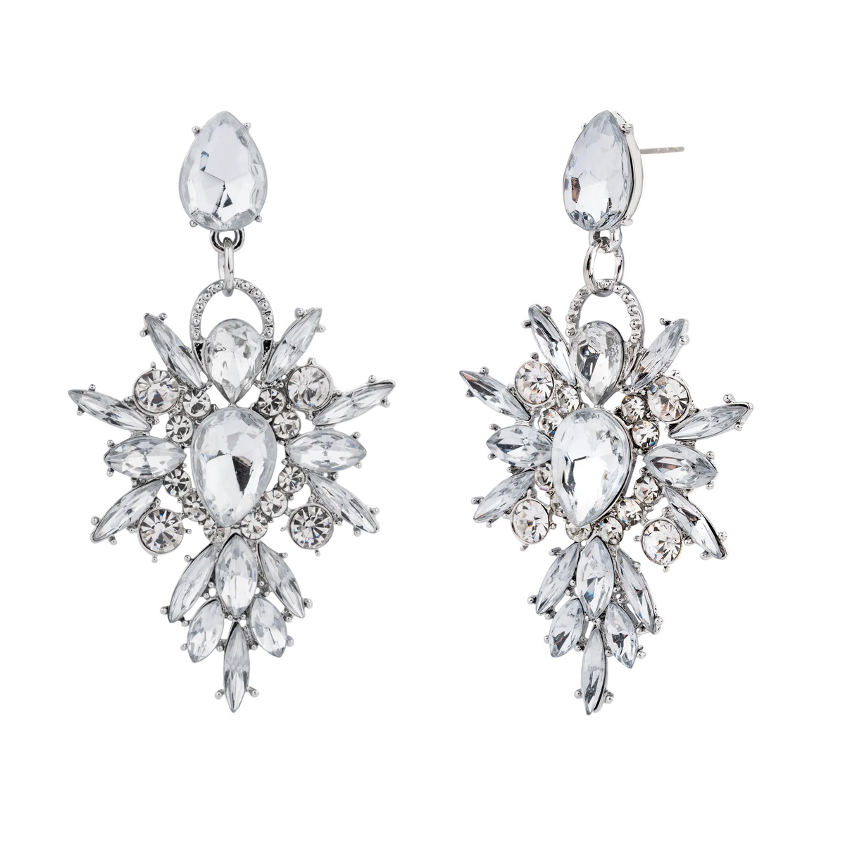 Rhodium Plated Cubic Zirconia Drop Earrings