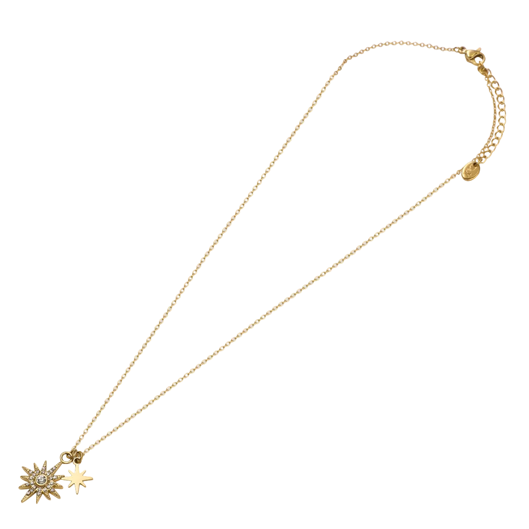 Gold Plated Cubic Zirconia Set Star Pendant & Chain