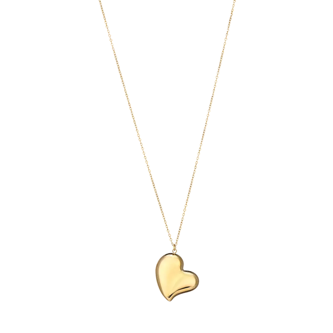 Gold Plated Large Heart Pendant & Chain