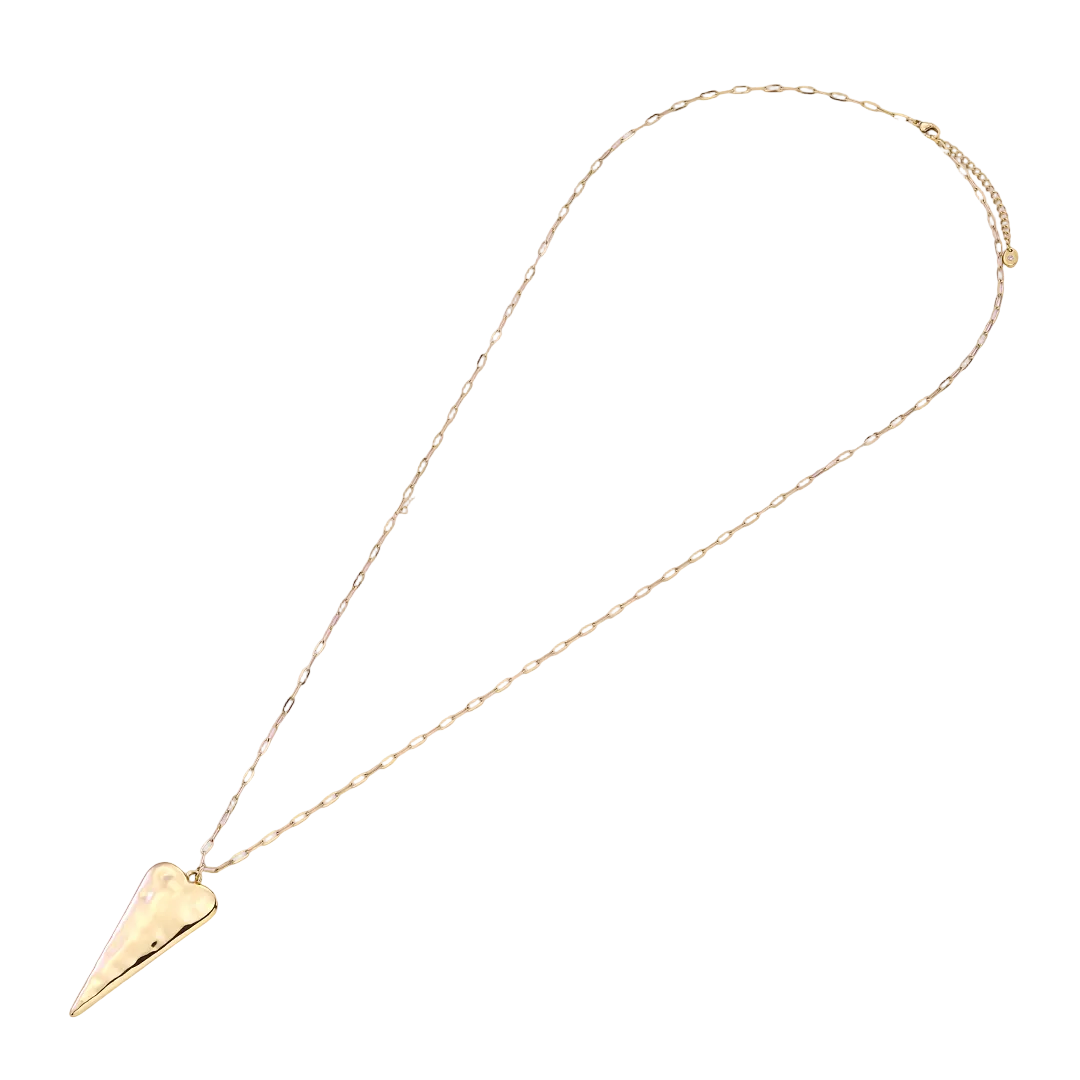 Gold Plated Elongated Heart Pendant & Chain