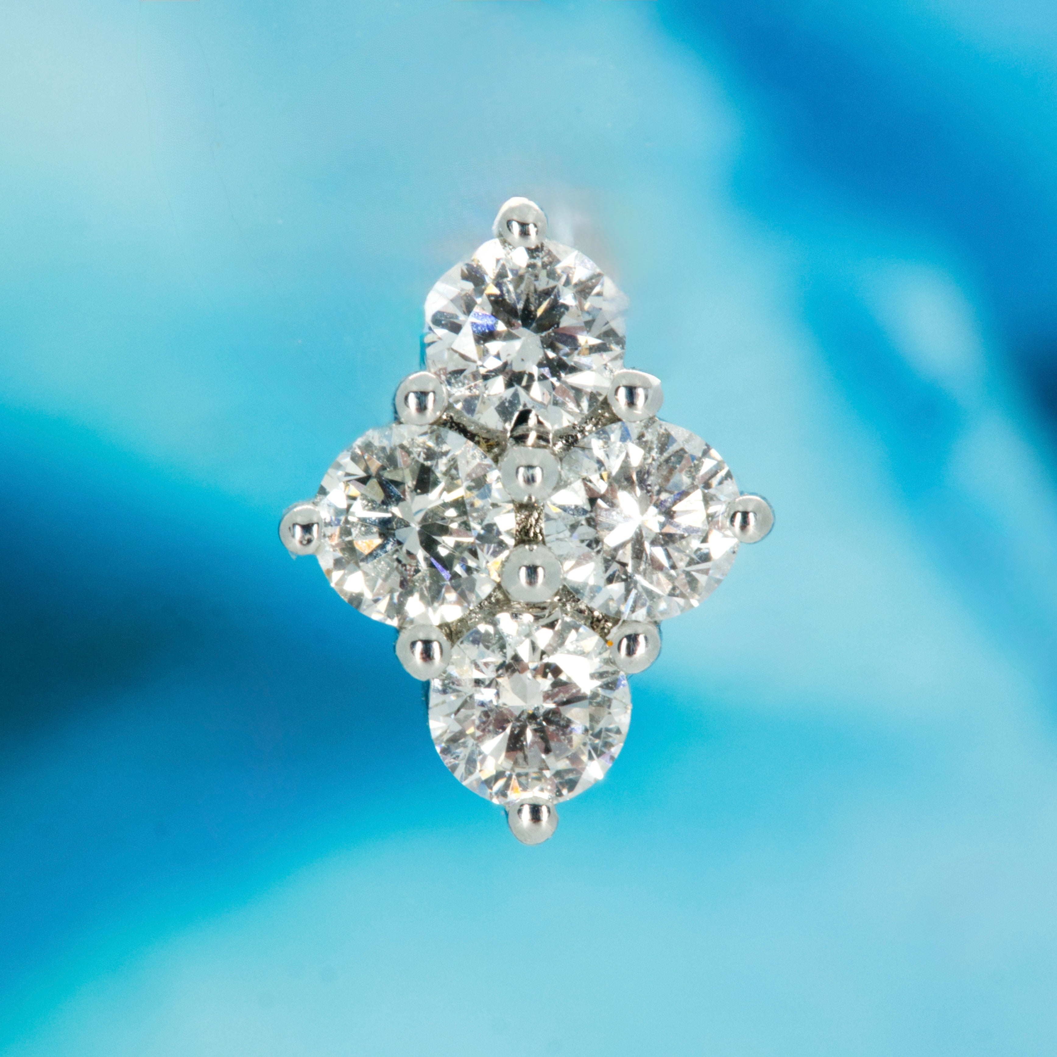 18ct White Gold 0.75ct Round Brilliant Cut Diamond Four-Stone Stud Earrings