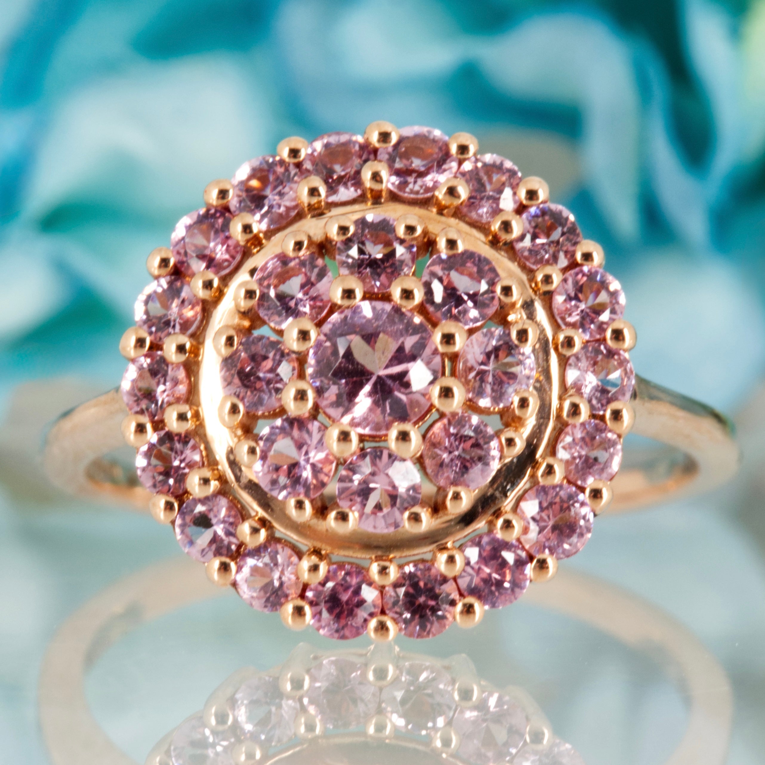 Pre-Loved 9ct Rose Gold Pink Cubic Zirconia Set Cluster Ring