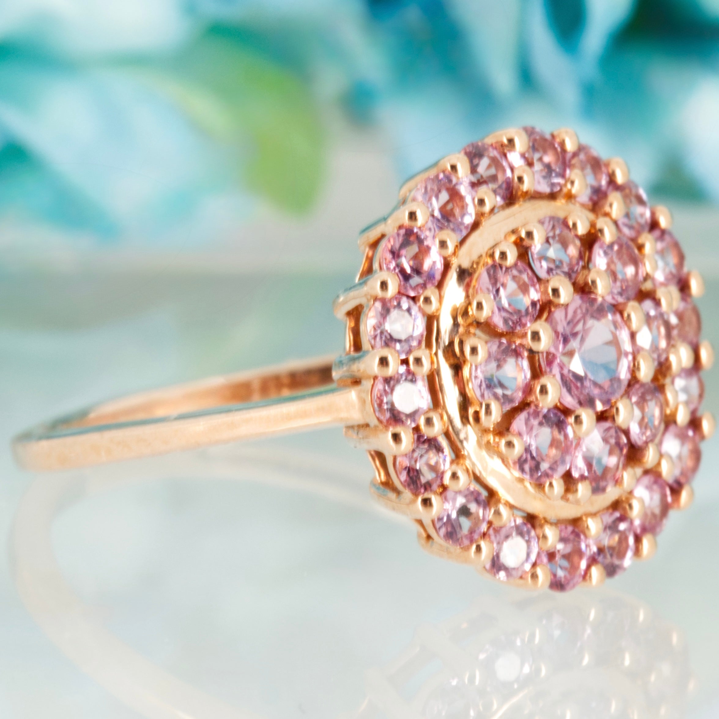 Pre-Loved 9ct Rose Gold Pink Cubic Zirconia Set Cluster Ring