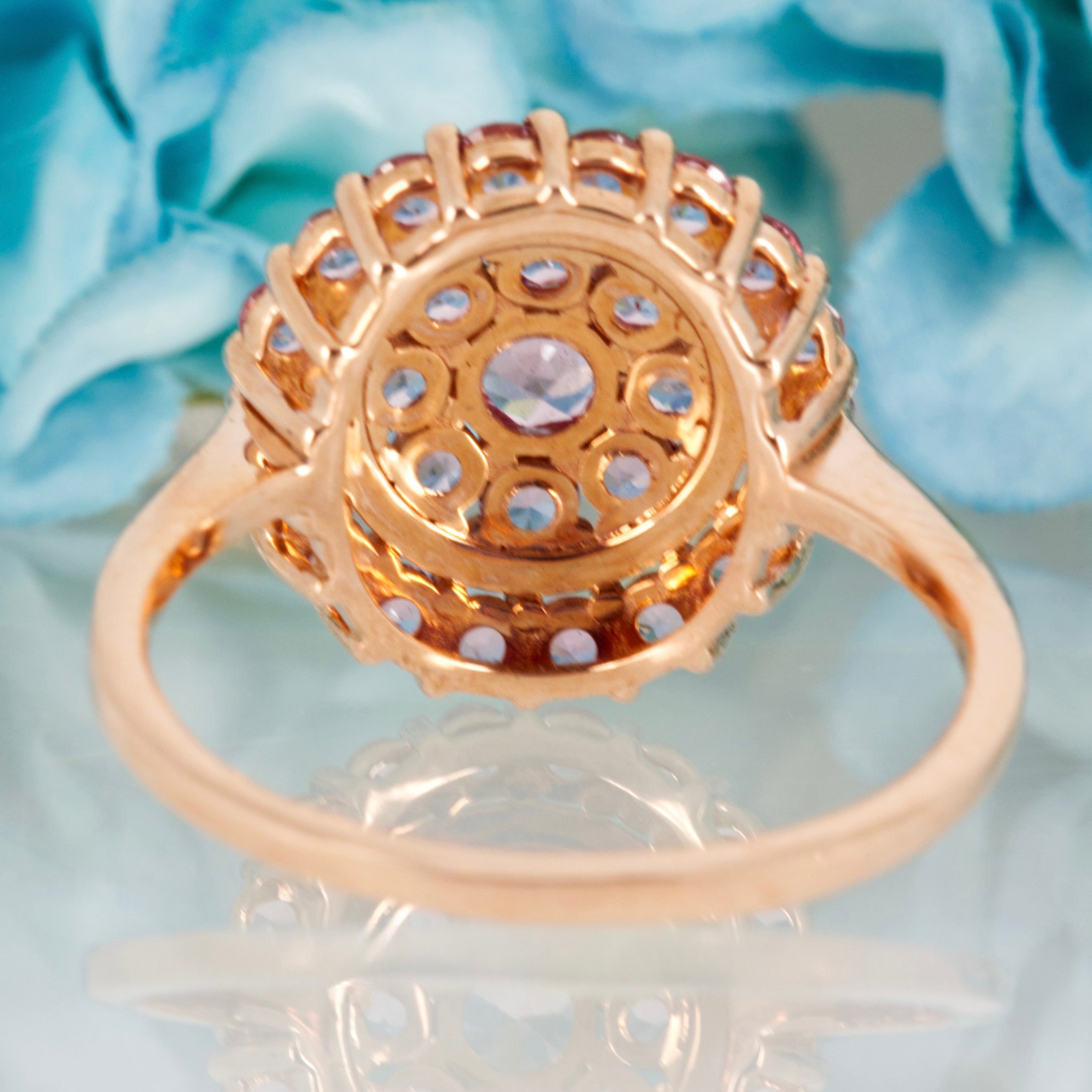 Pre-Loved 9ct Rose Gold Pink Cubic Zirconia Set Cluster Ring