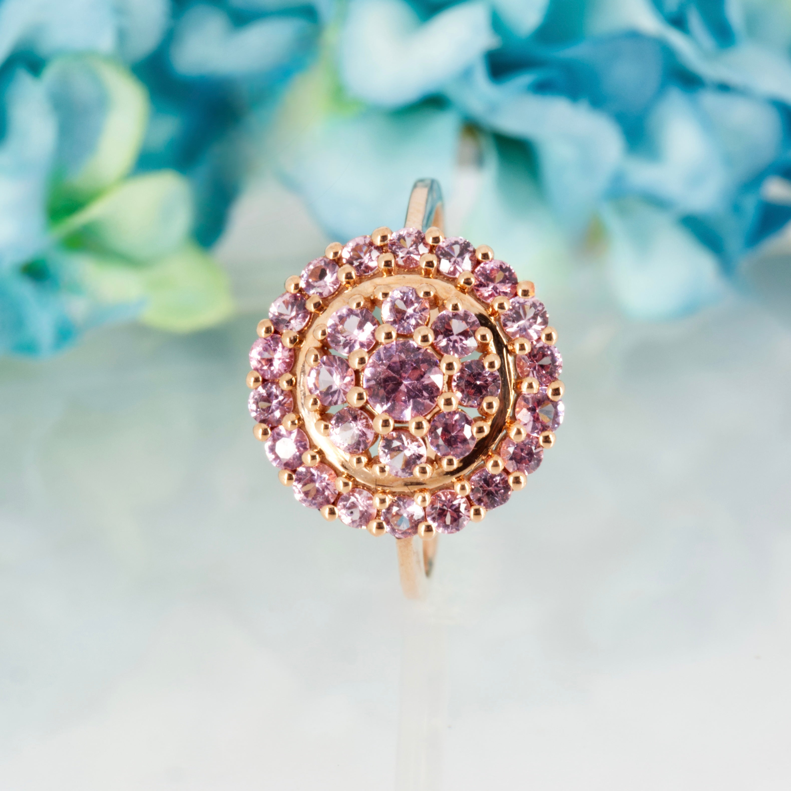 Pre-Loved 9ct Rose Gold Pink Cubic Zirconia Set Cluster Ring