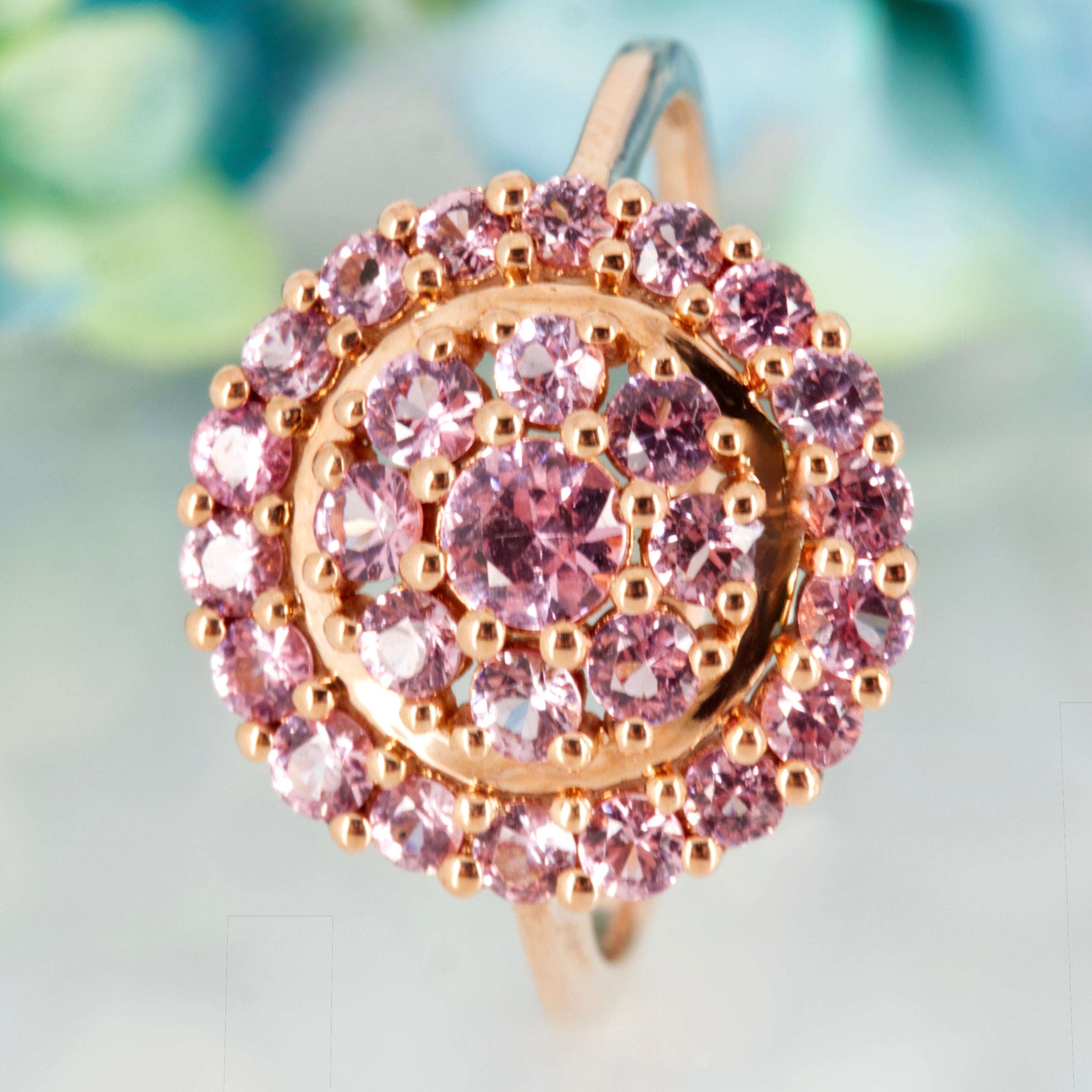 Pre-Loved 9ct Rose Gold Pink Cubic Zirconia Set Cluster Ring