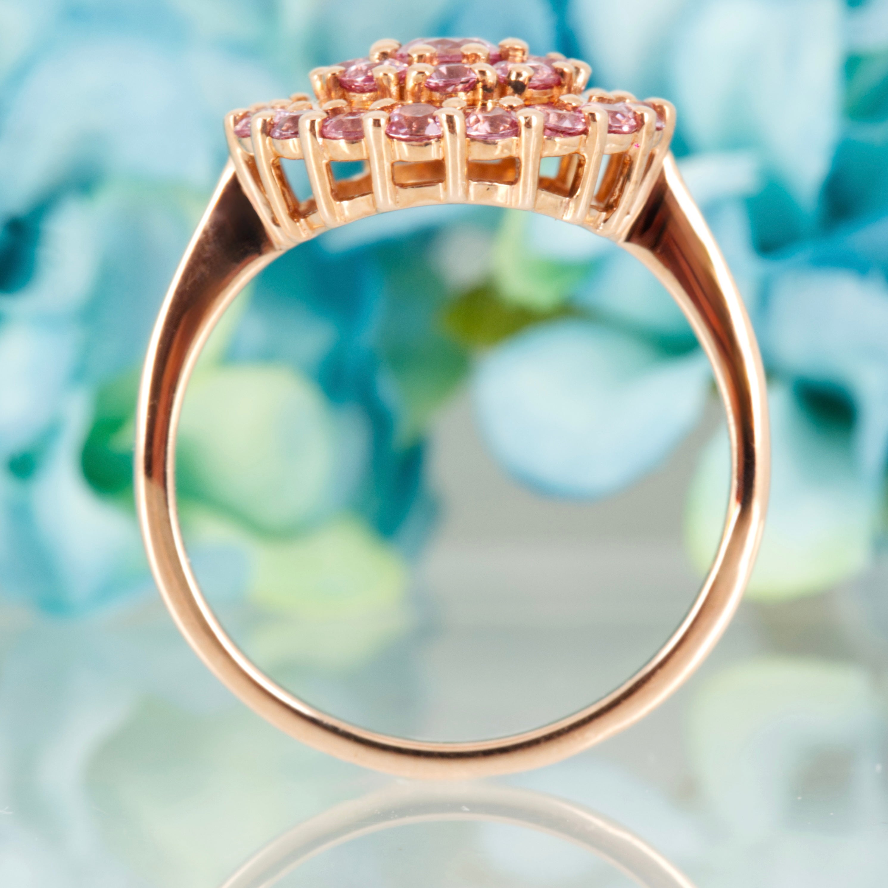 Pre-Loved 9ct Rose Gold Pink Cubic Zirconia Set Cluster Ring