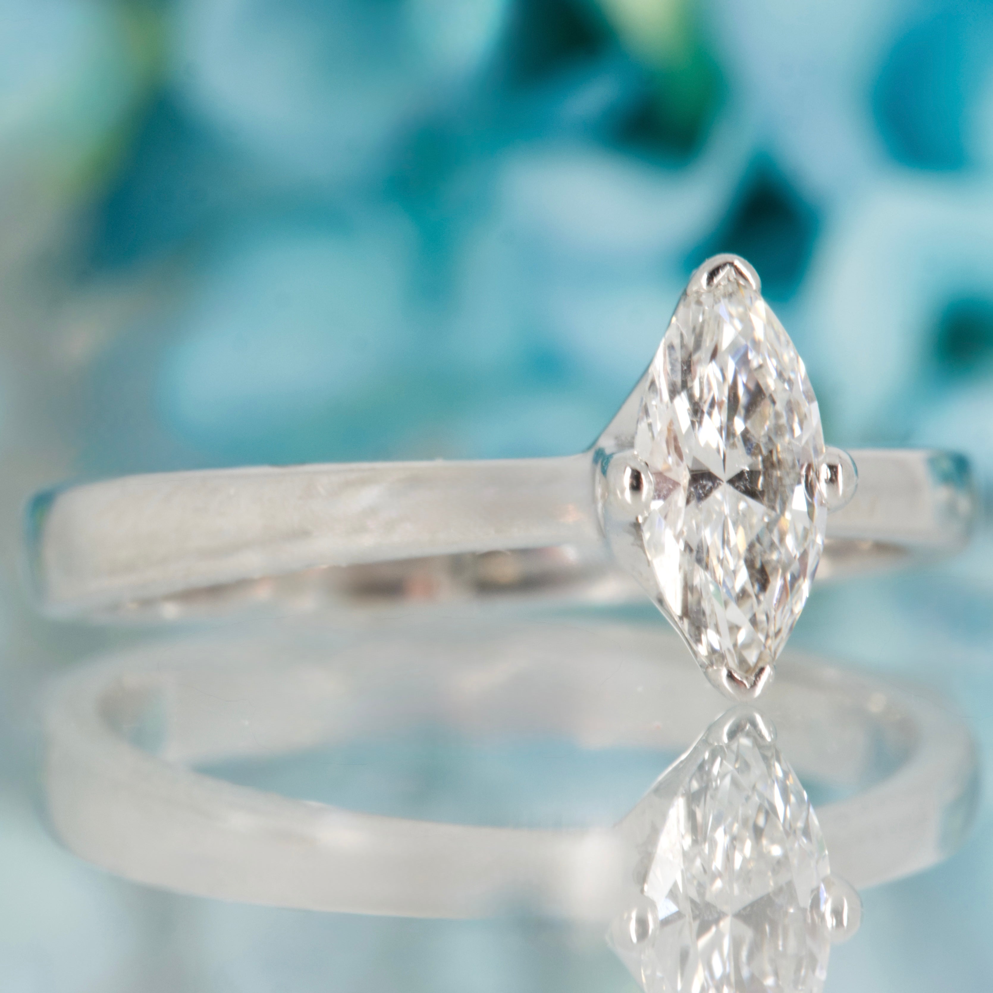 Pre-Loved 18ct White Gold 0.40ct approx Marquise Cut Diamond Solitaire Ring