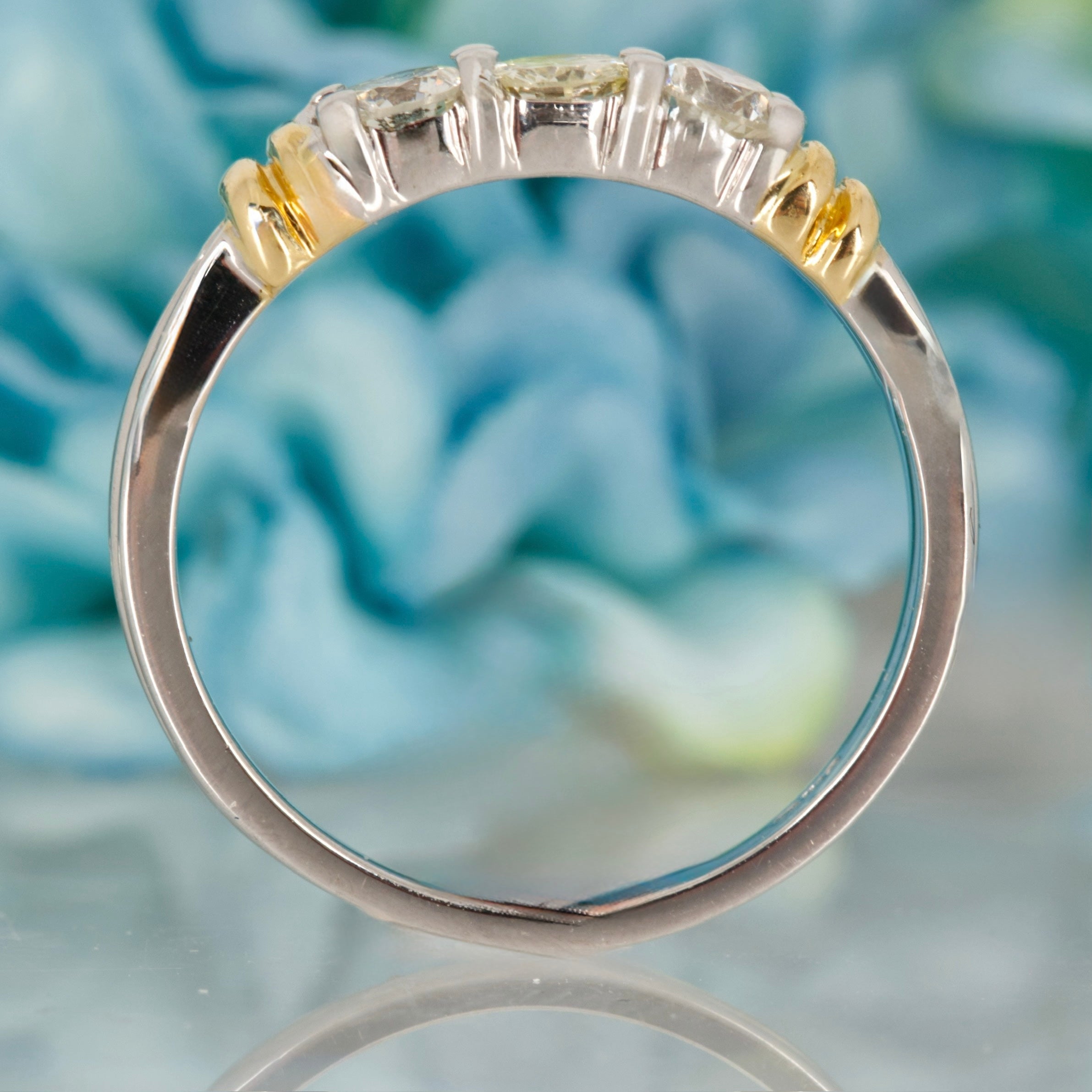 Pre-Loved 18ct Yellow & White Gold Round Brilliant Cut Diamond Trilogy Ring