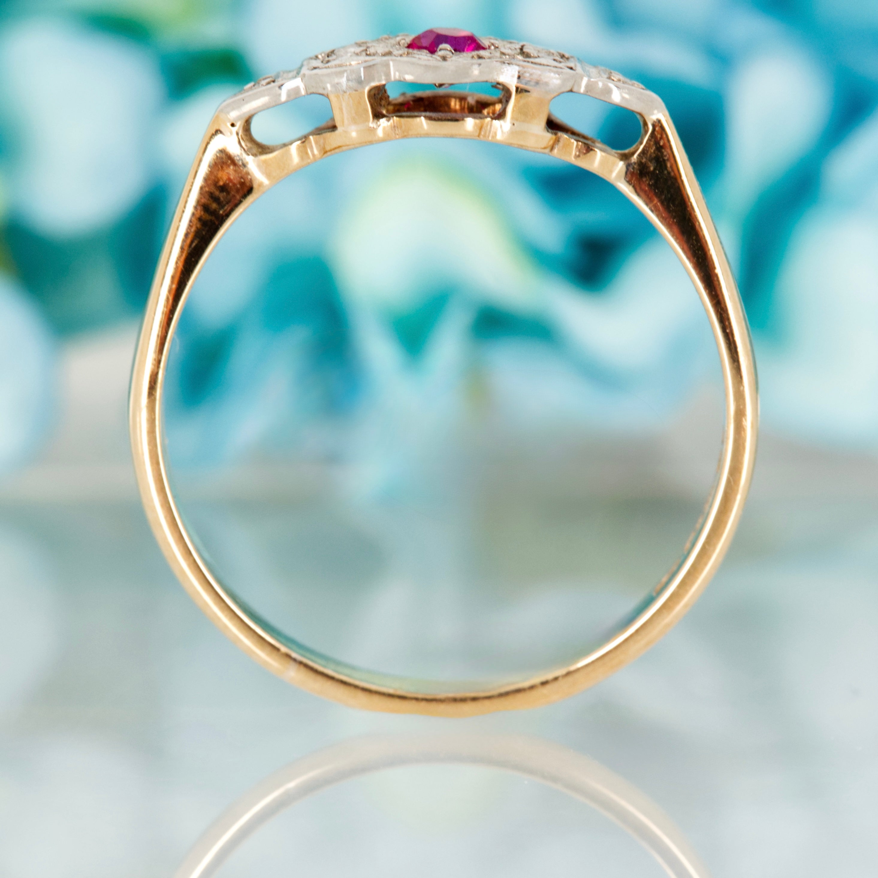 Pre-Loved 9ct Yellow Gold & Palladium Ruby & Diamond Dress Ring