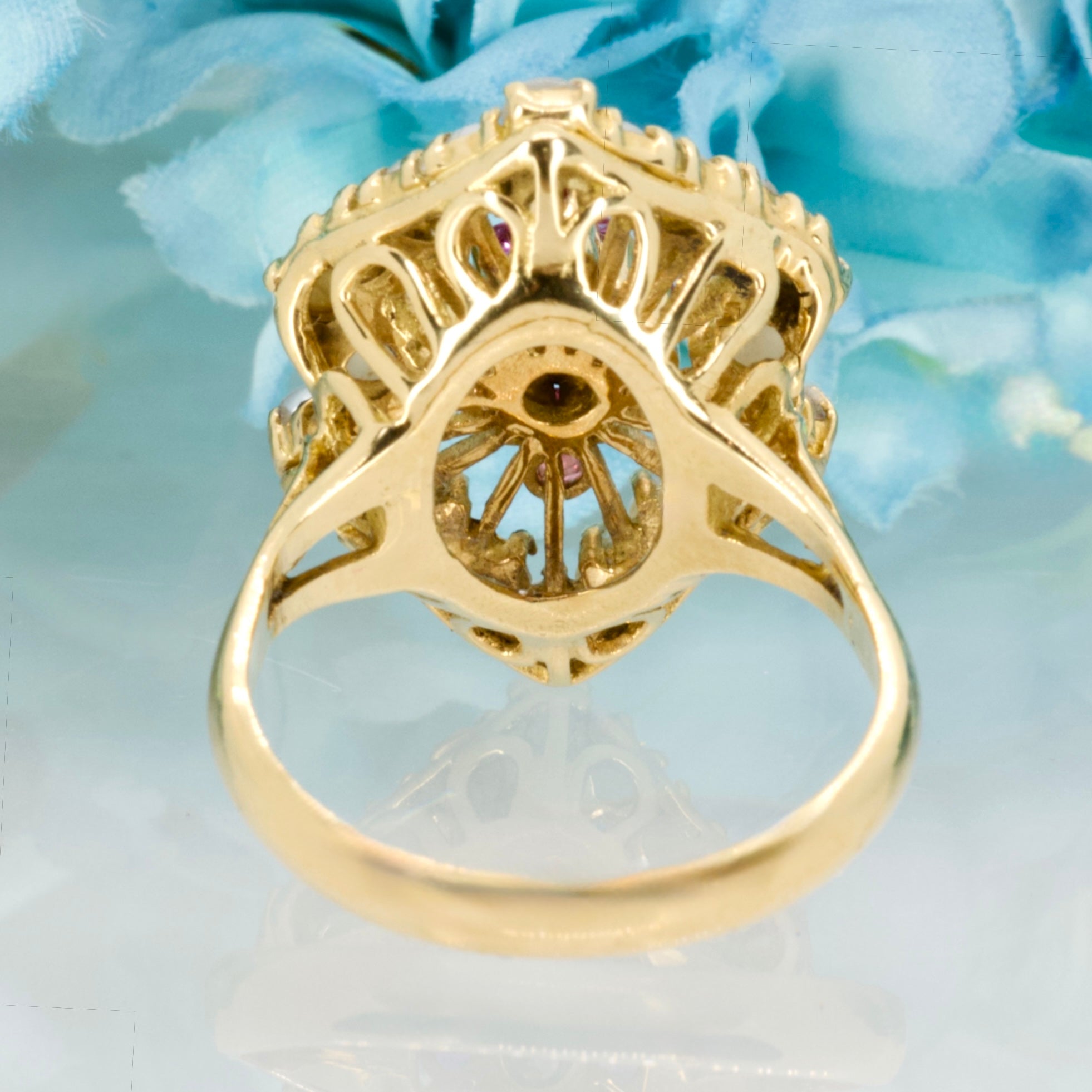 Pre-Loved 18ct Yellow Gold Pearl, Ruby & Diamond Set Dress Ring