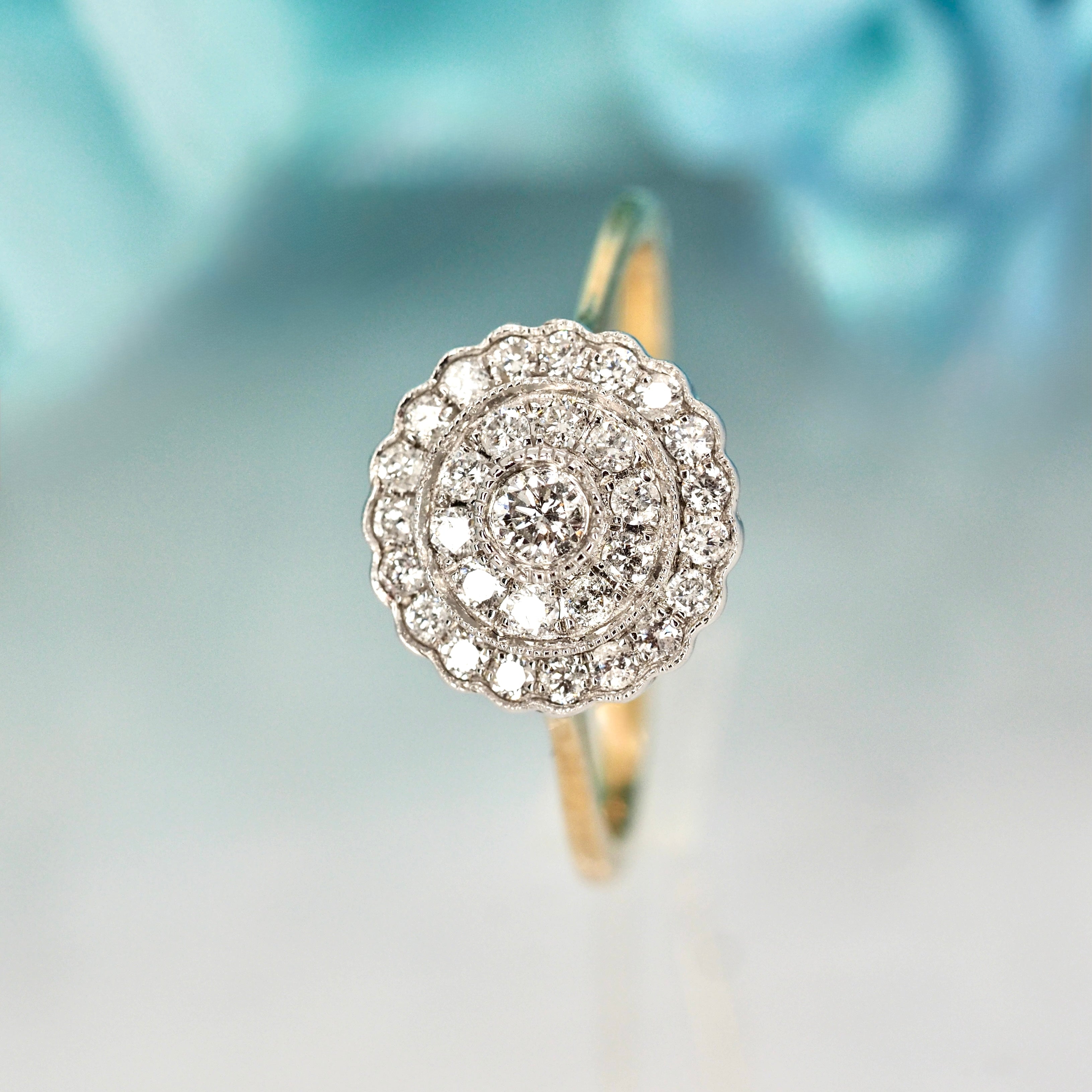 9ct Yellow Gold 0.33ct Round Brilliant Cut Diamond Cluster Ring