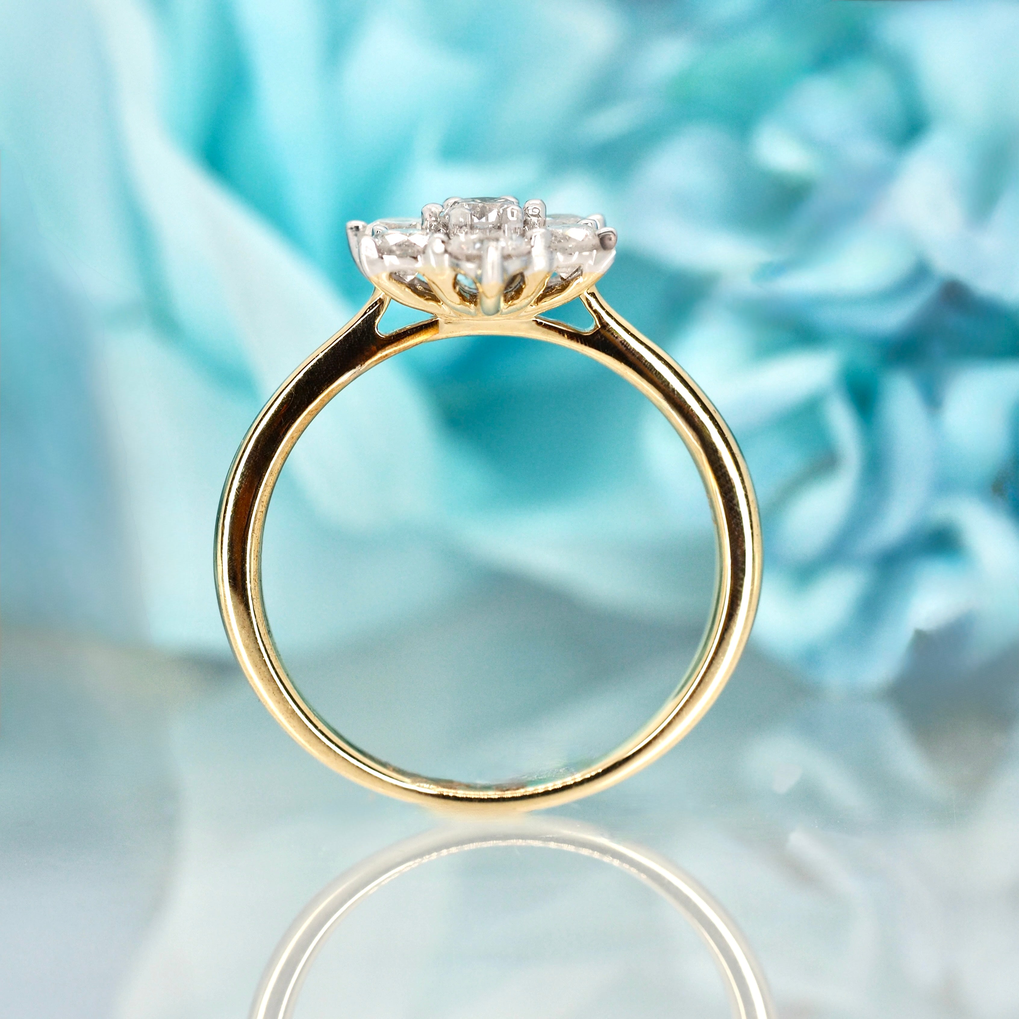 9ct Yellow Gold 1.02ct Round Brilliant Cut Diamond Cluster Ring