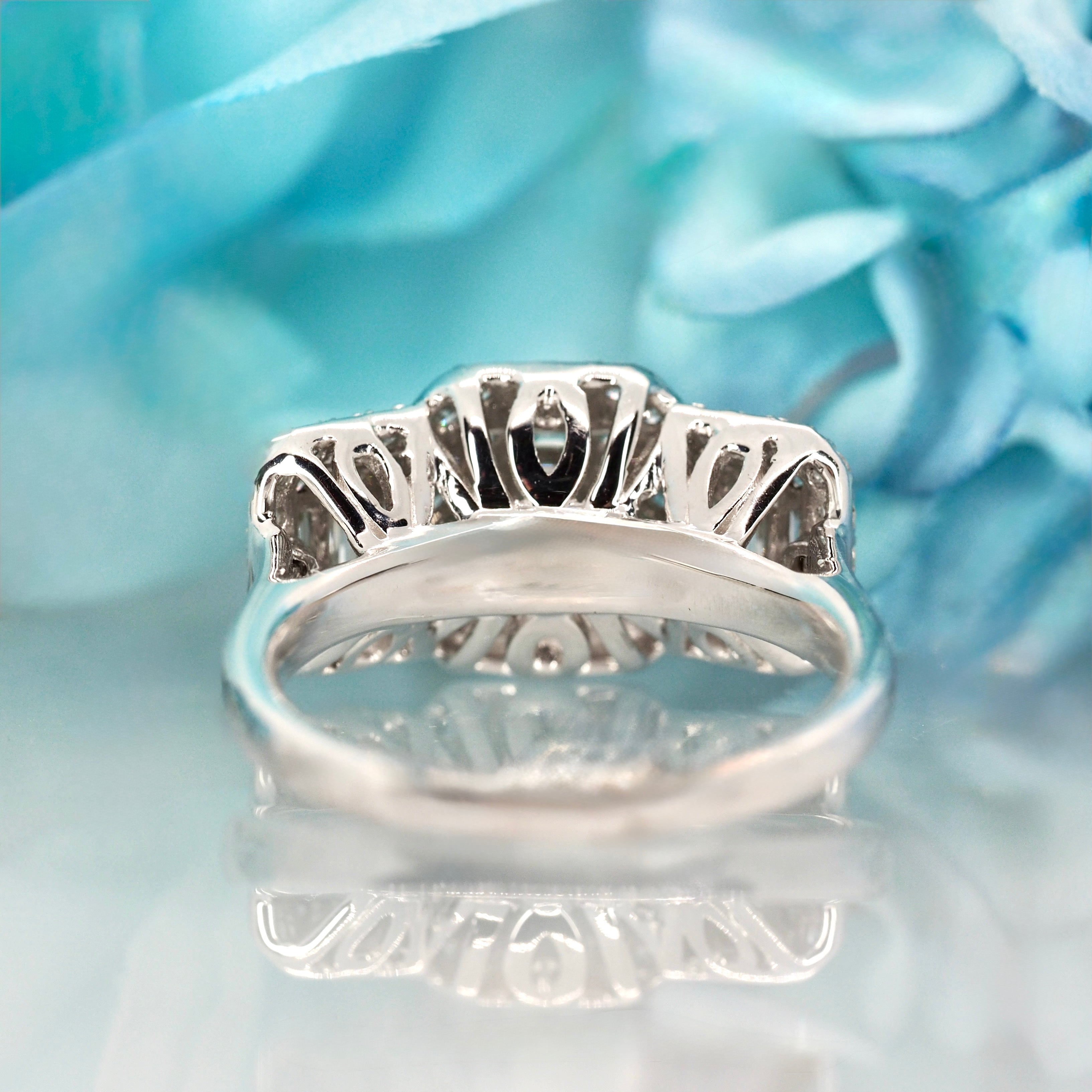 9ct White Gold 1.17ct Diamond Triple Cluster Ring