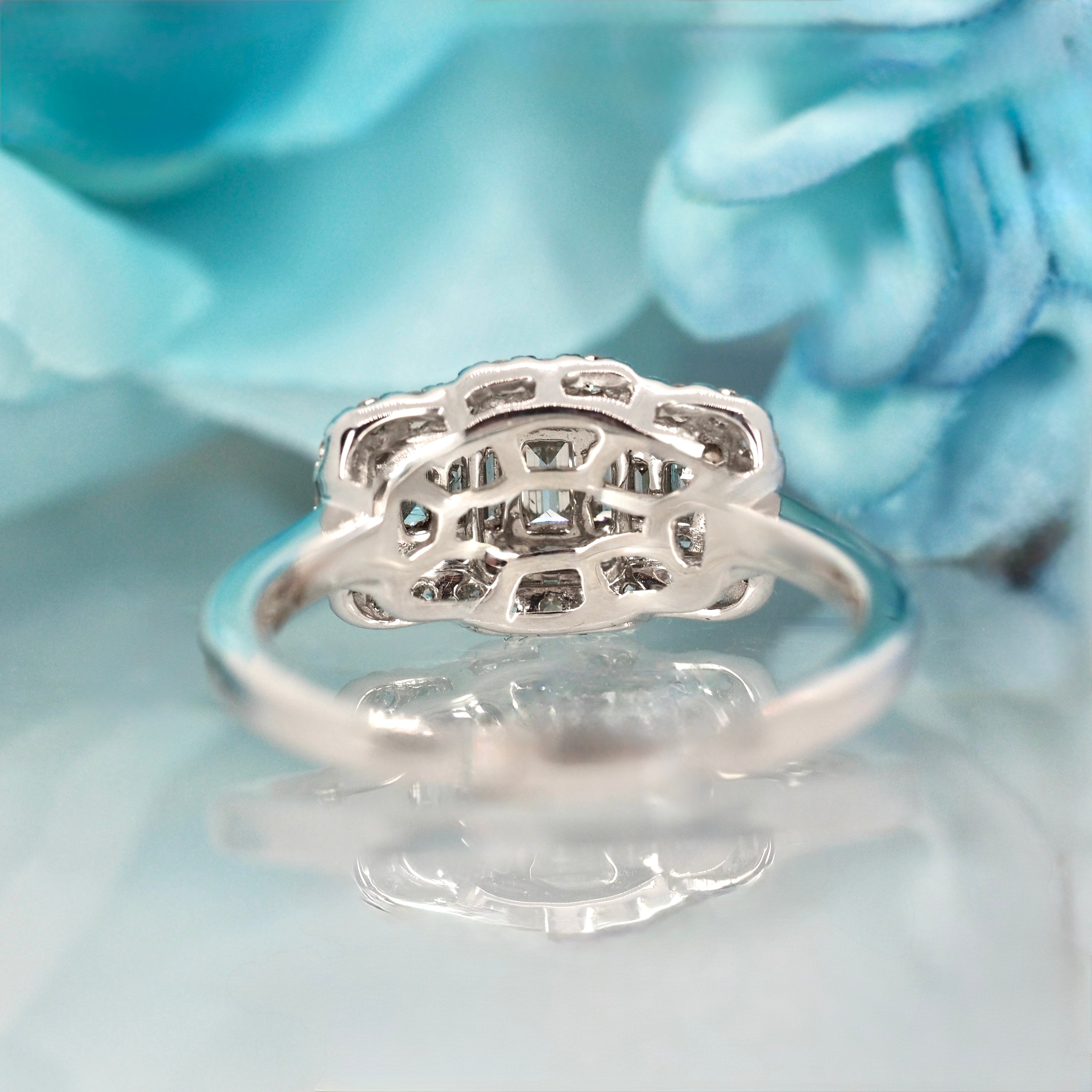 9ct White Gold 0.73ct Diamond Triple Cluster Ring