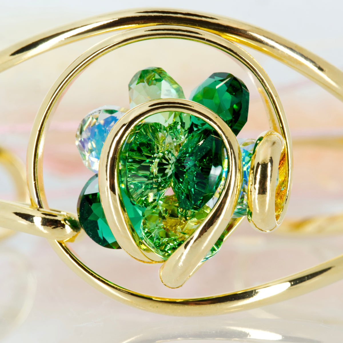 Andrea Marazzini Gold Plated Green Crystal Cuff Bangle