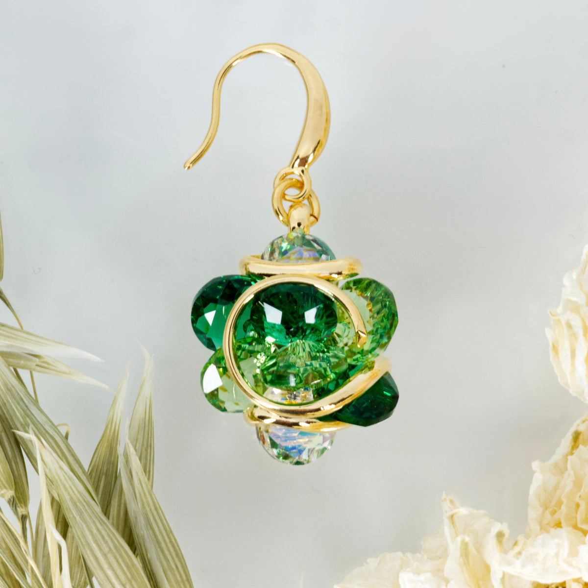 Andrea Marazzini Gold Plated Green Crystal Drop Earrings