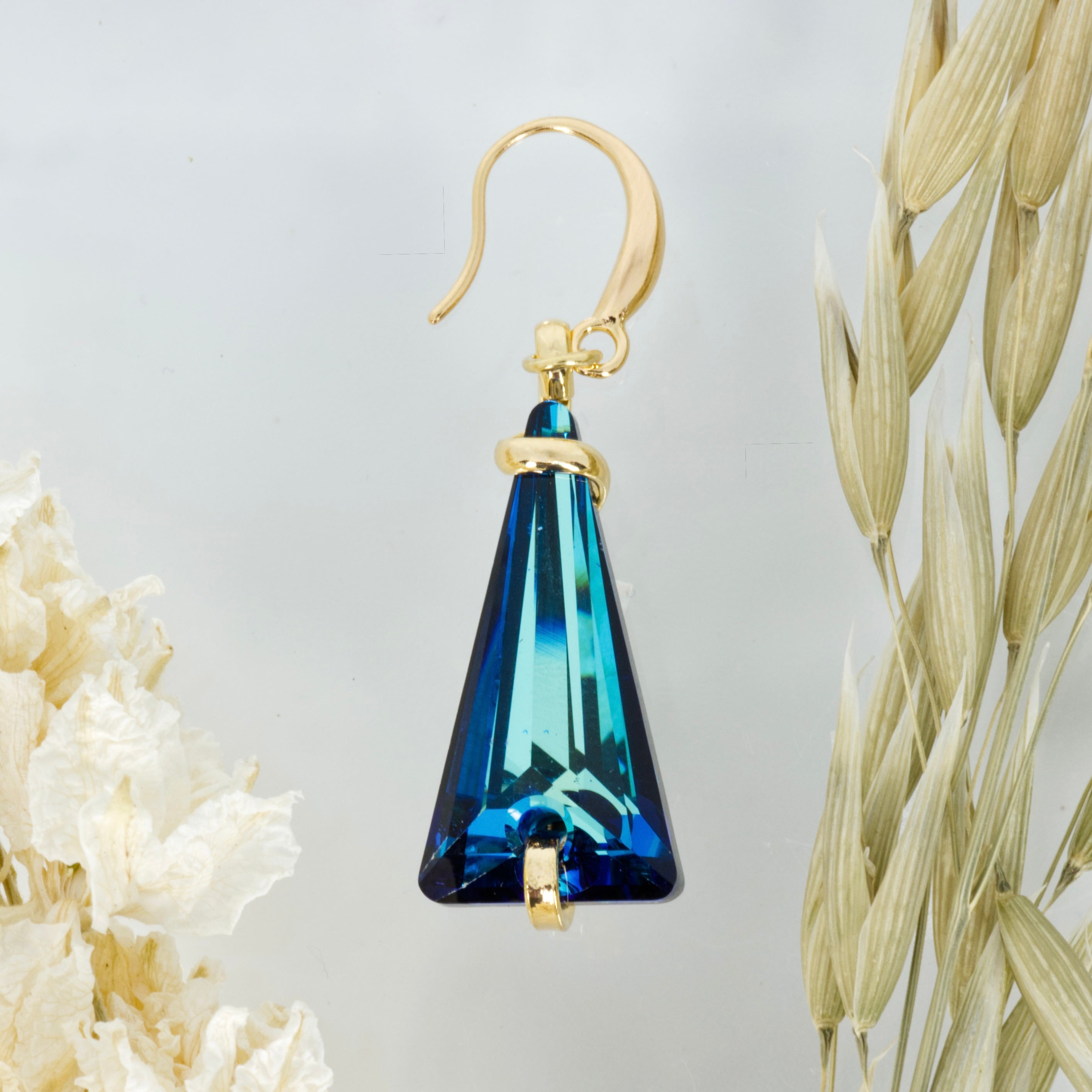 Andrea Marazzini Gold Plated Turquoise Triangular Crystal Drop Earrings