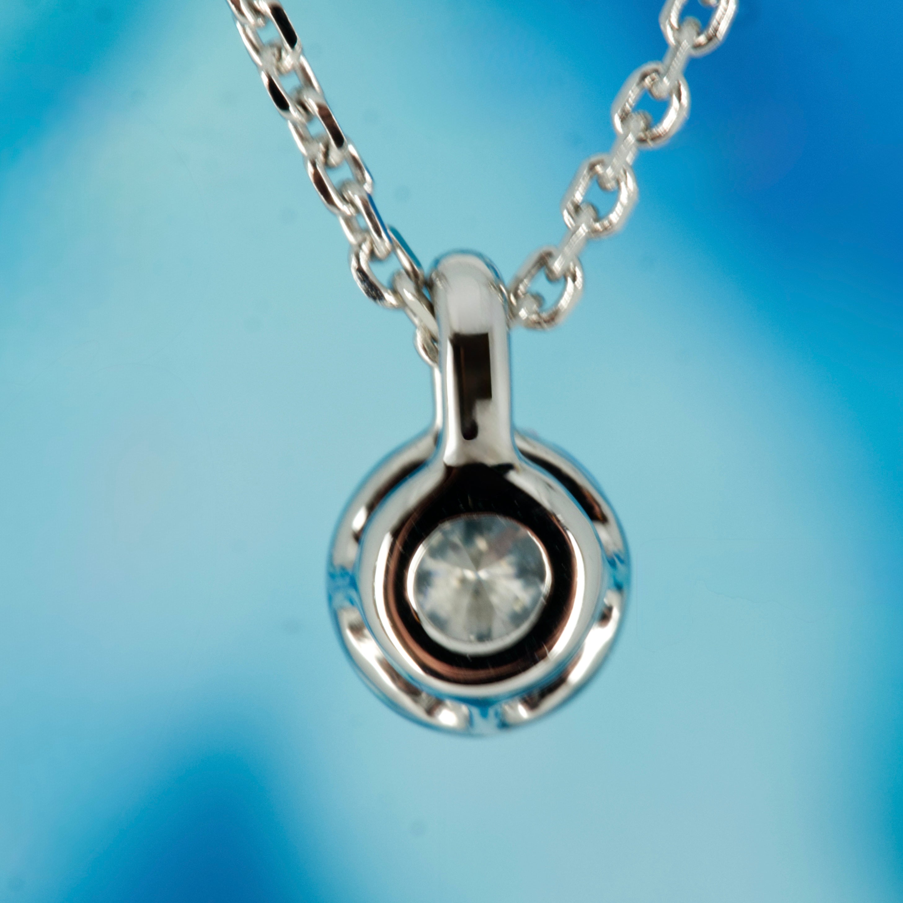 9ct White Gold 0.15ct Round Brilliant Cut Lab Grown Diamond Pendant on a 16”-18” Chain