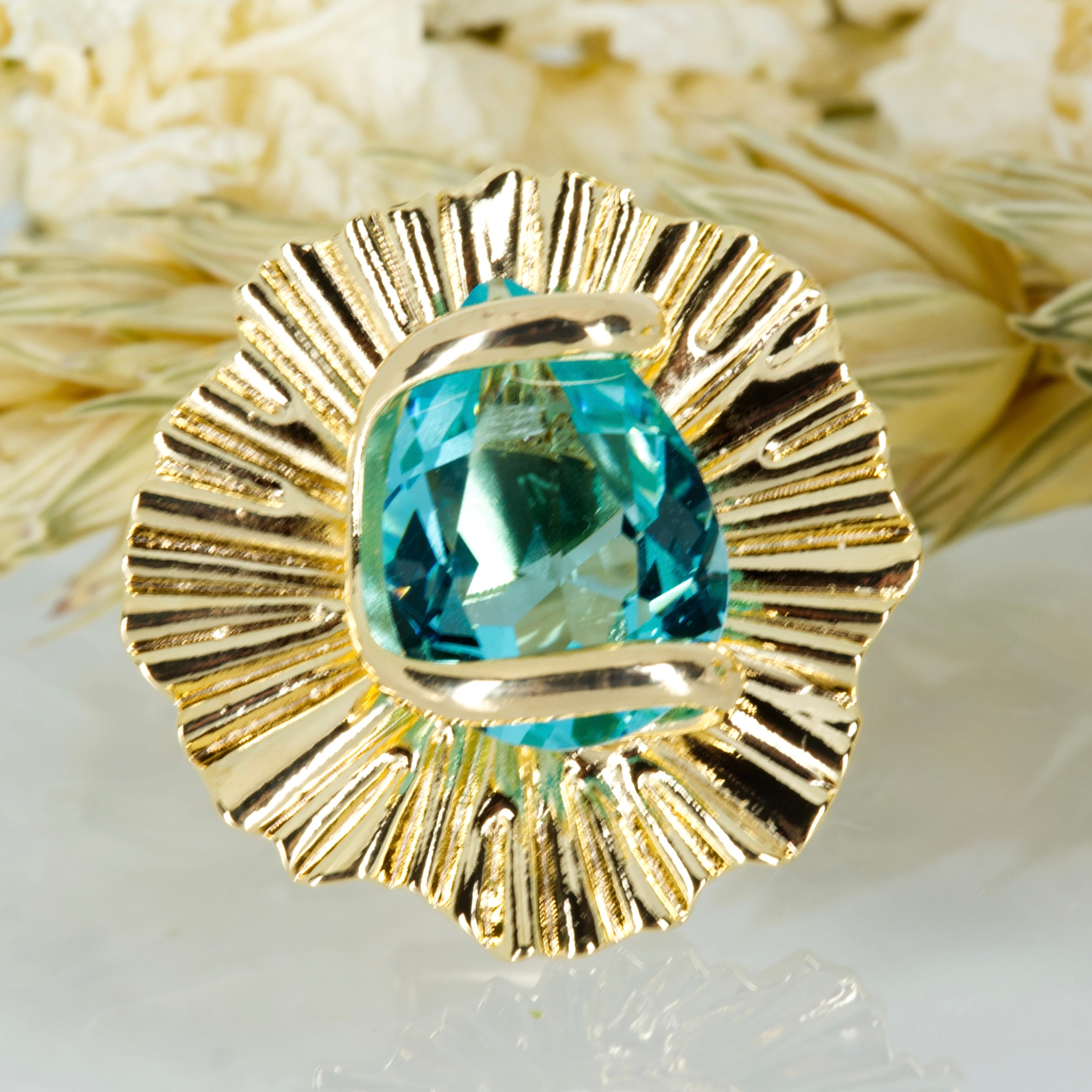 Andrea Marazzini Gold Plated Blue Pear Shaped Crystal Stud Earrings