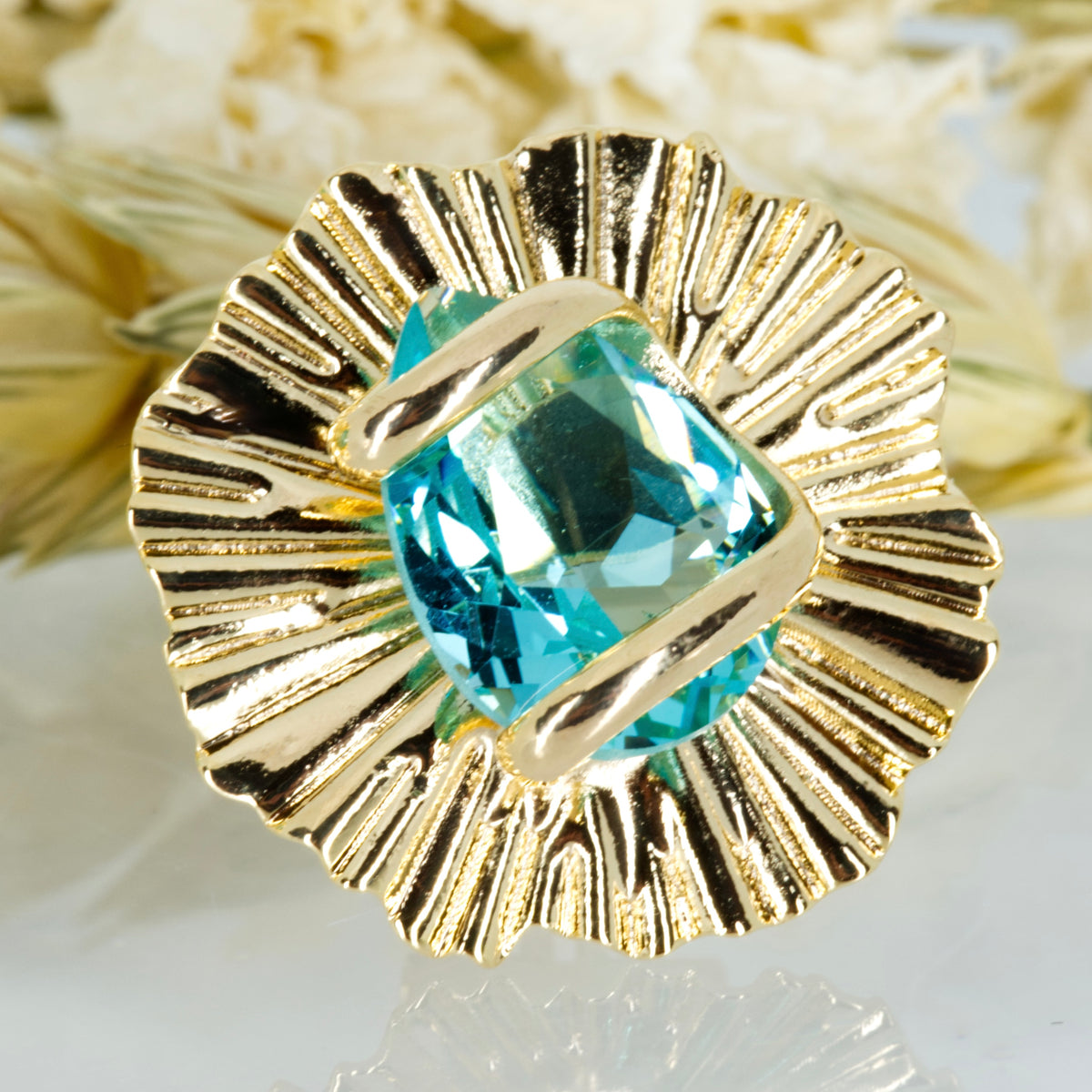 Andrea Marazzini Gold Plated Blue Pear Shaped Crystal Stud Earrings