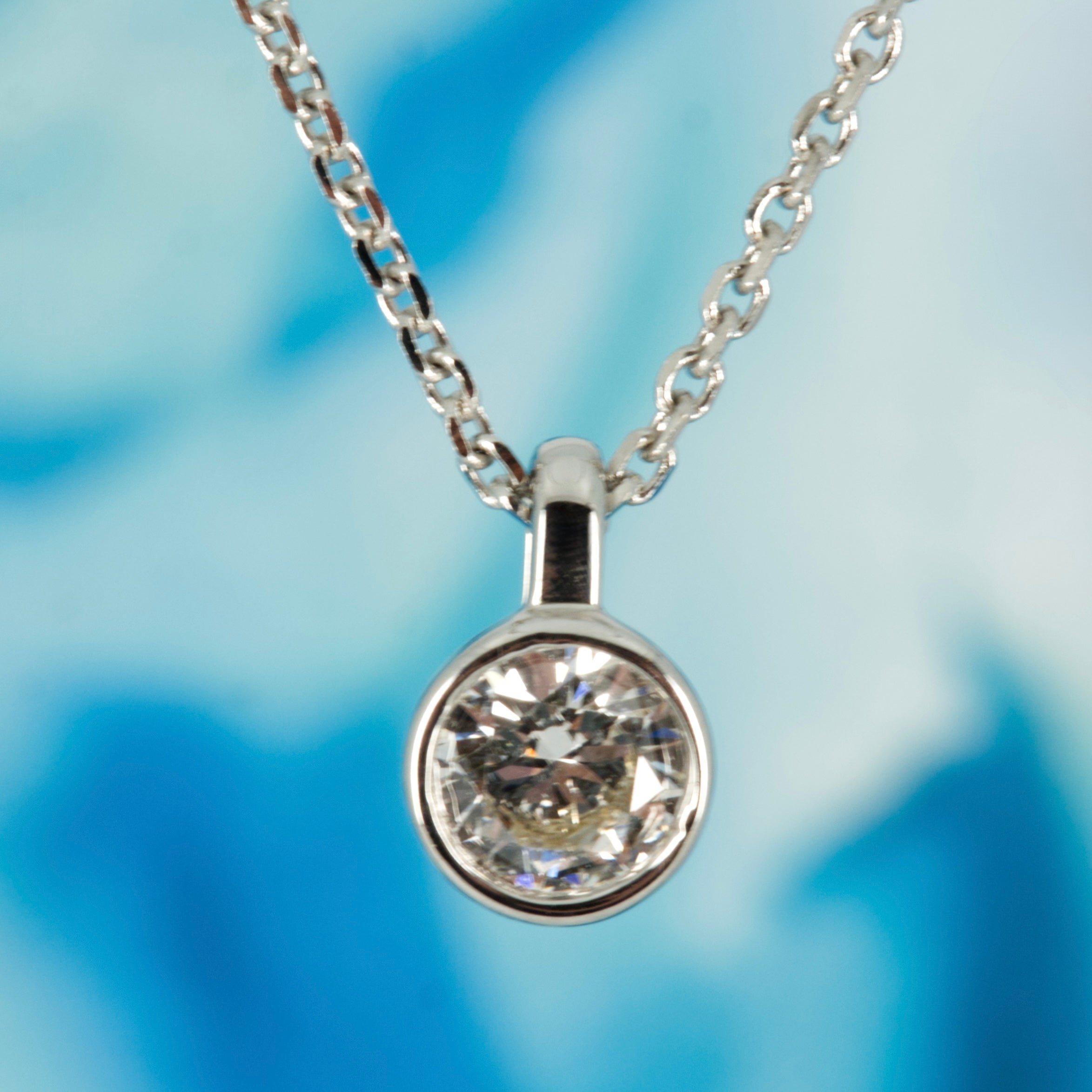 9ct White Gold 0.20ct Round Brilliant Cut Lab Grown Diamond Pendant on a 16”-18” Chain