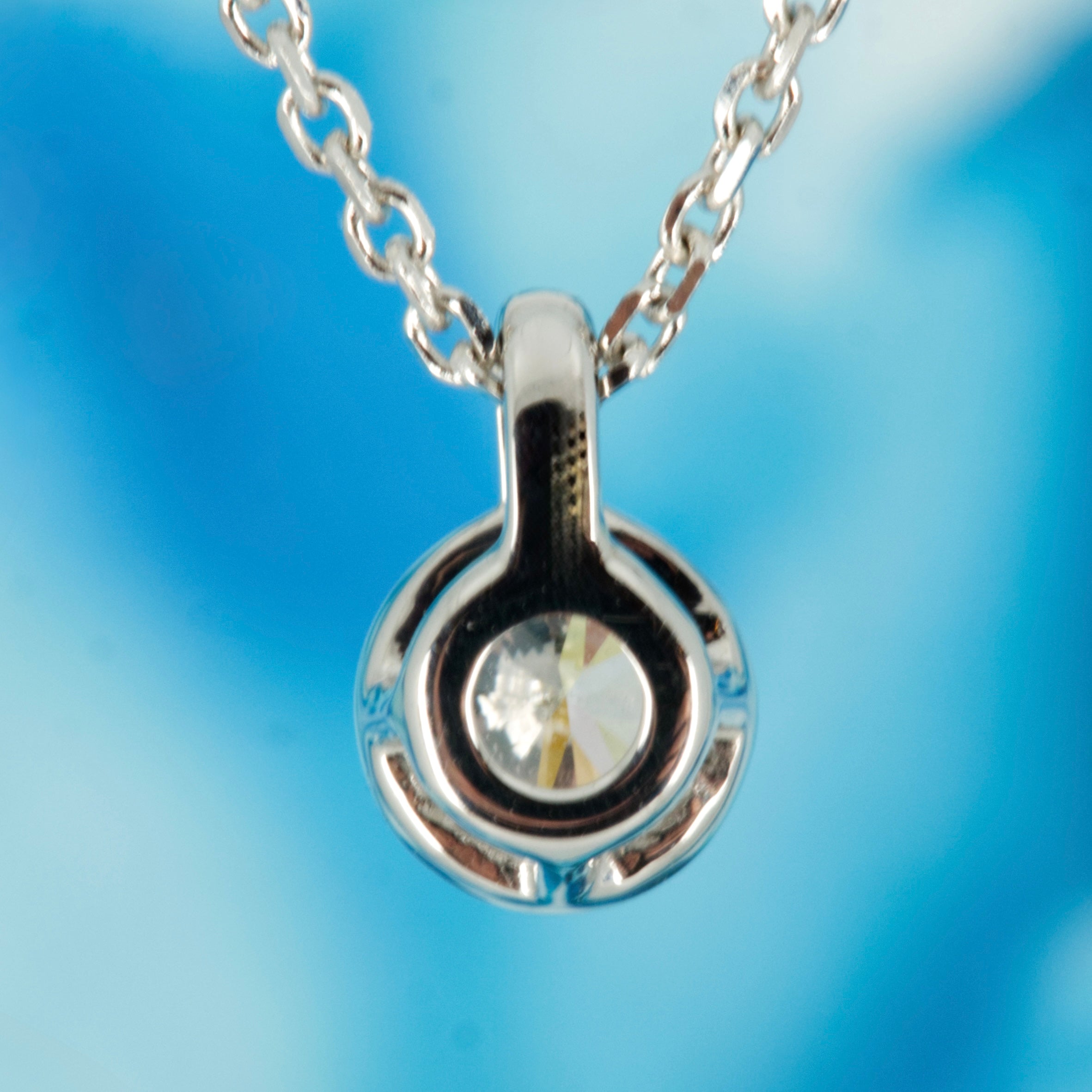 9ct White Gold 0.20ct Round Brilliant Cut Lab Grown Diamond Pendant on a 16”-18” Chain