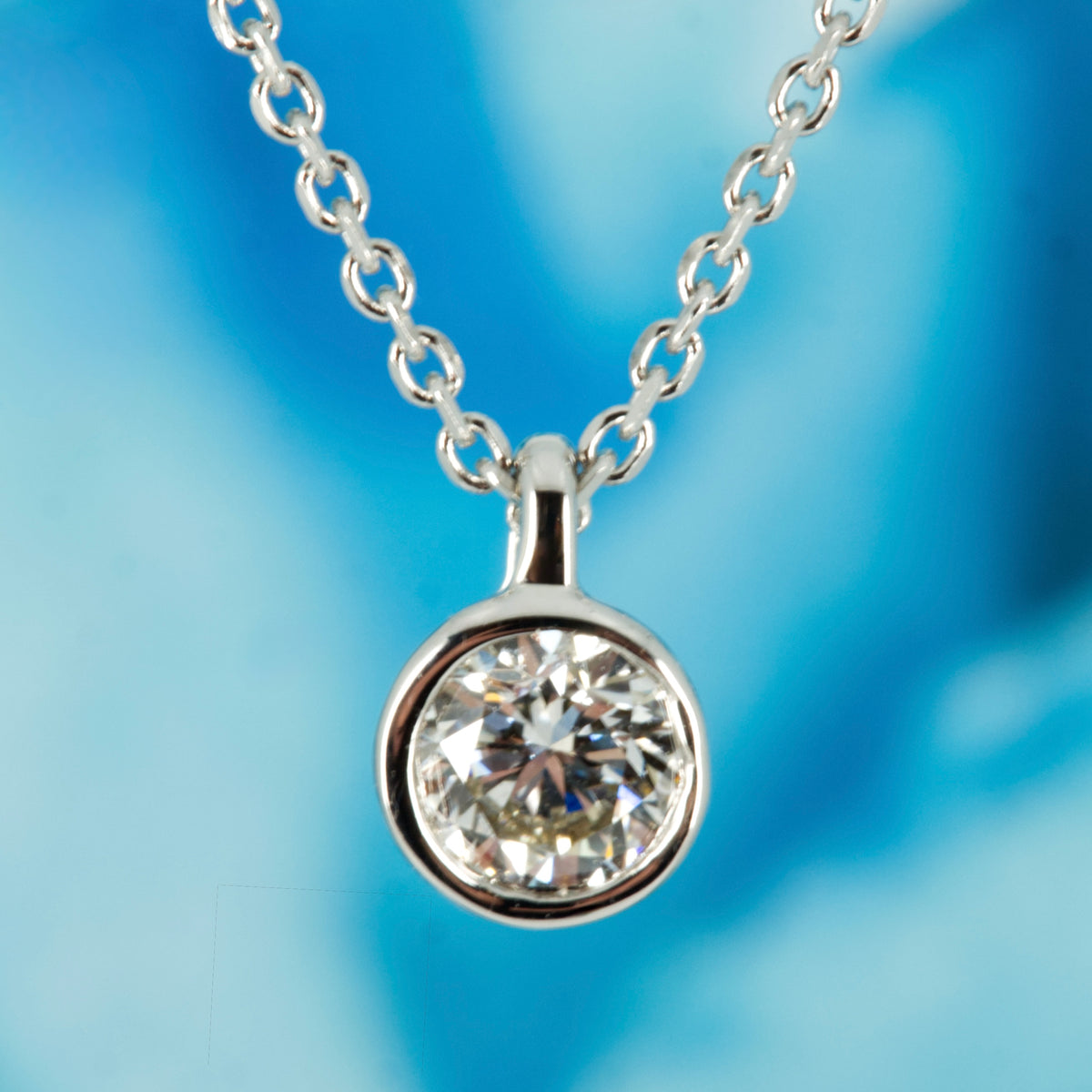 9ct White Gold 0.30ct Round Brilliant Cut Lab Grown Diamond Pendant on a 16”-18” Chain
