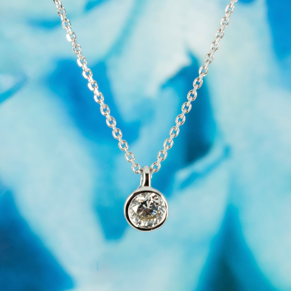 9ct White Gold 0.30ct Round Brilliant Cut Lab Grown Diamond Pendant on a 16”-18” Chain
