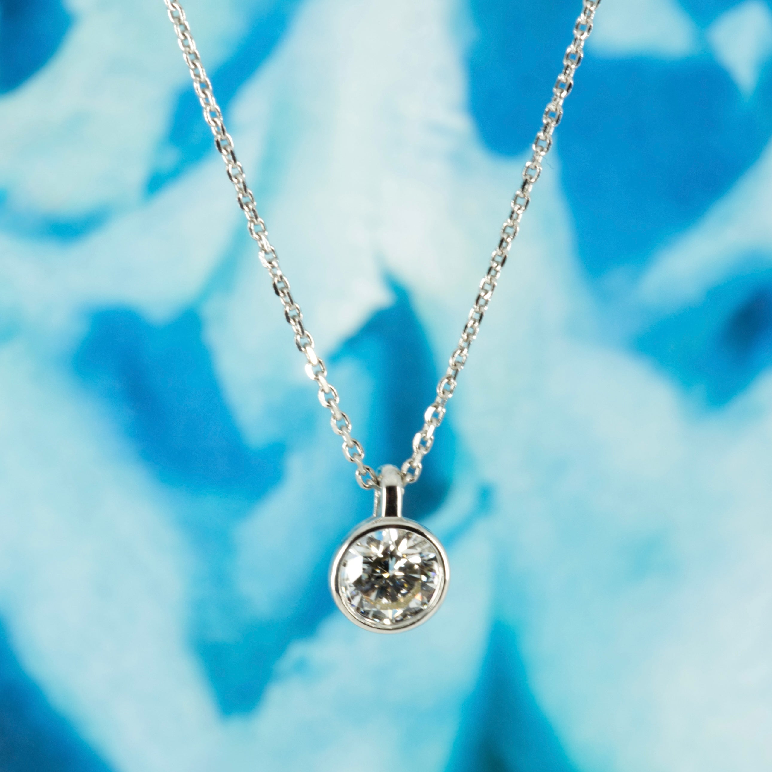 9ct White Gold 0.40ct Round Brilliant Cut Lab Grown Diamond Pendant on a 16”-18” Chain