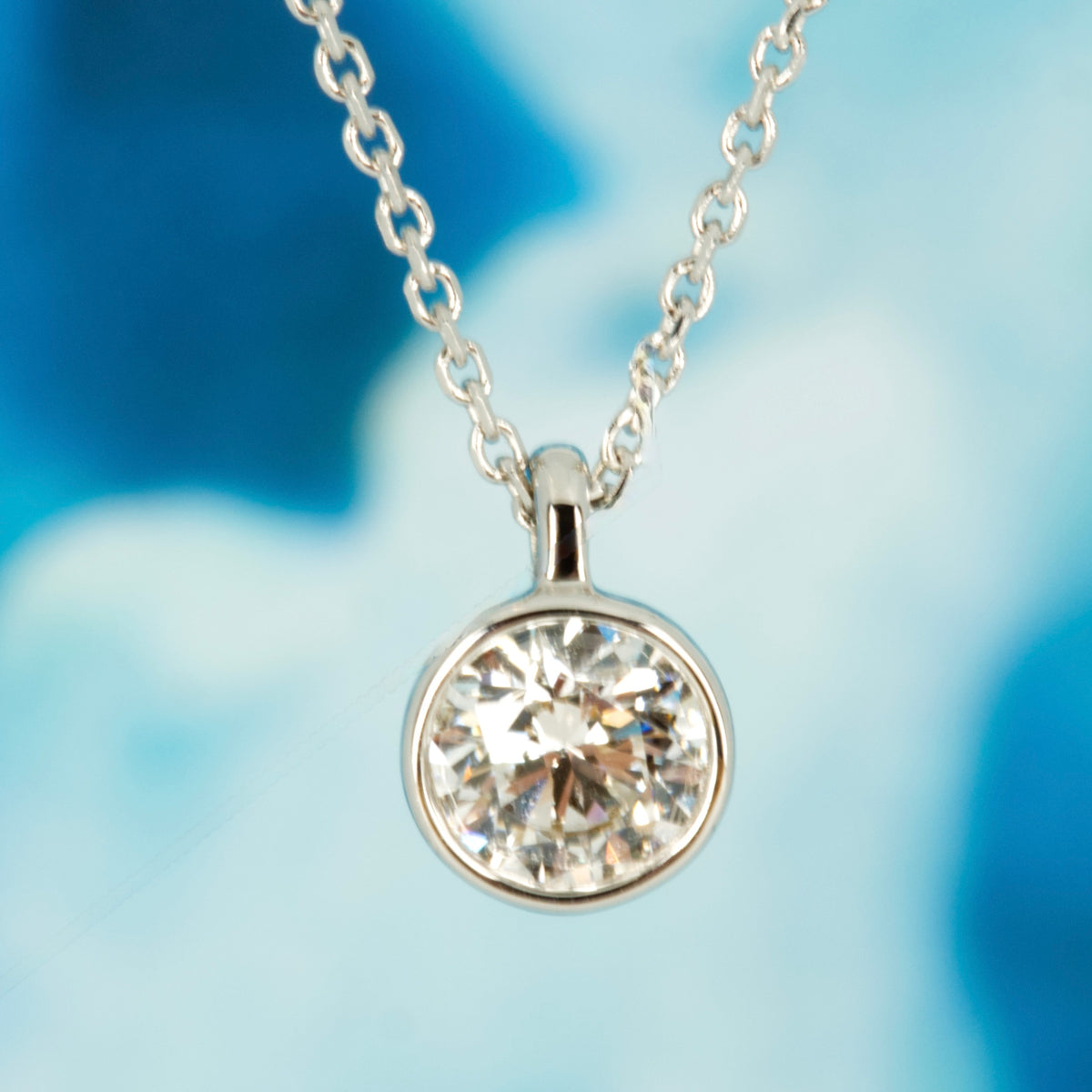 9ct White Gold 0.50ct Round Brilliant Cut Lab Grown Diamond Pendant on a 16”-18” Chain