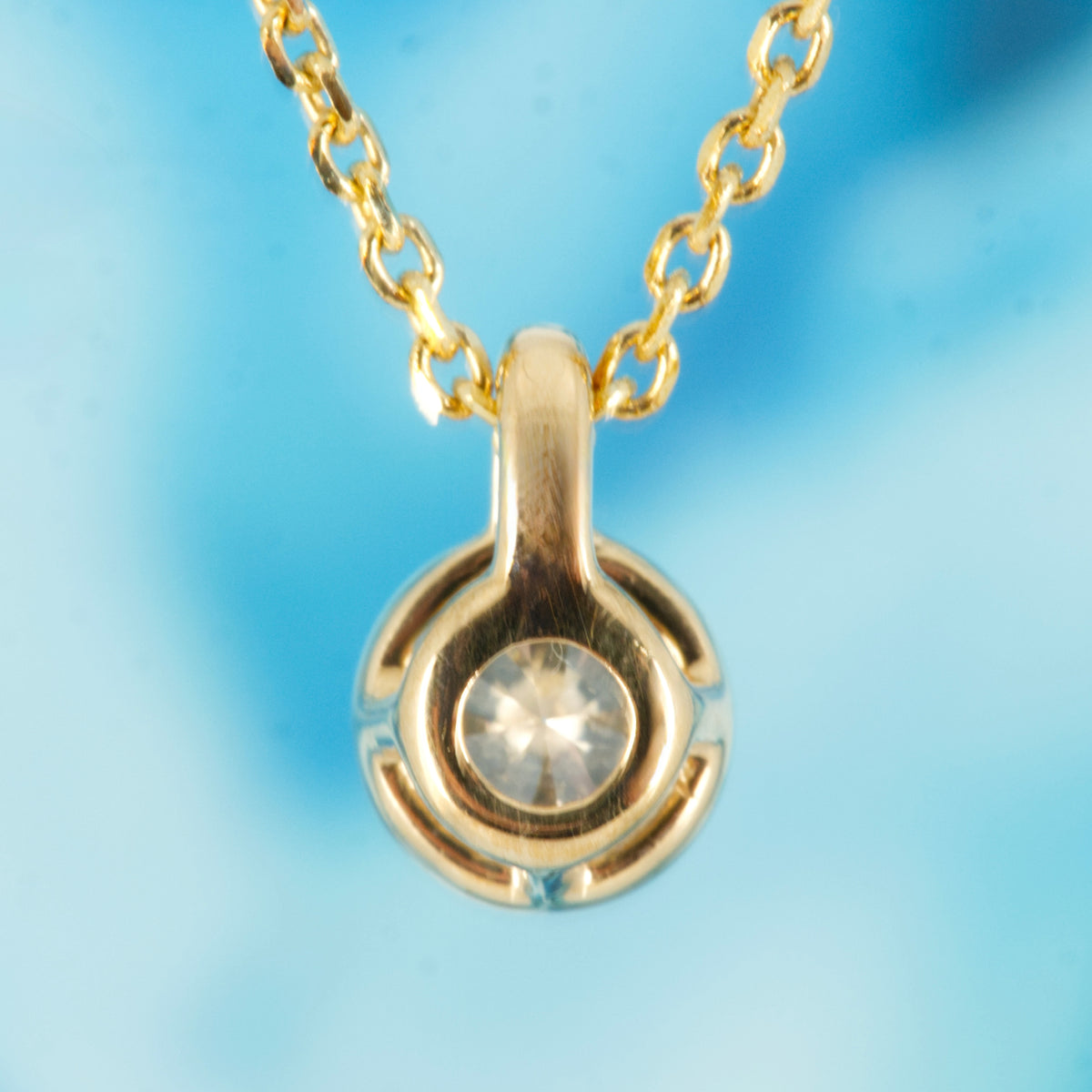 9ct Yellow Gold 0.20ct Round Brilliant Cut Lab Grown Diamond Pendant on a 16”-18” Chain