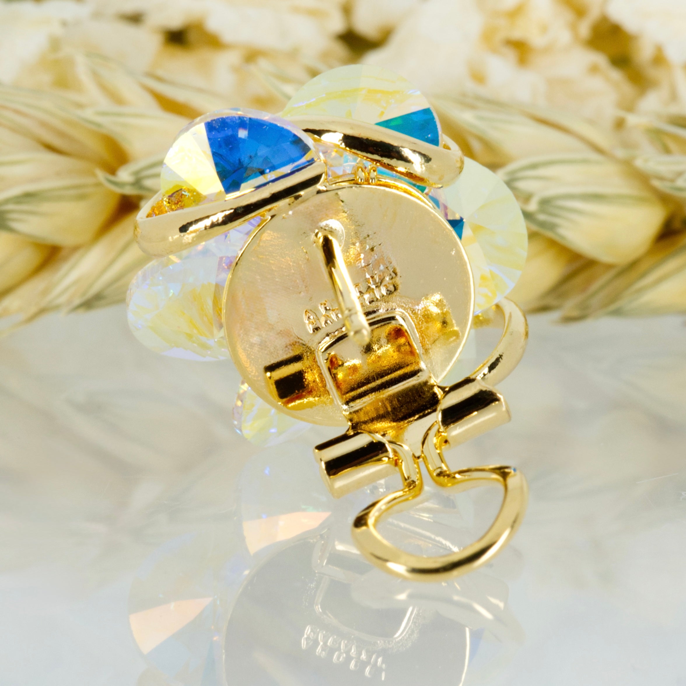 Andrea Marazzini Gold Plated White Crystal Stud Earrings