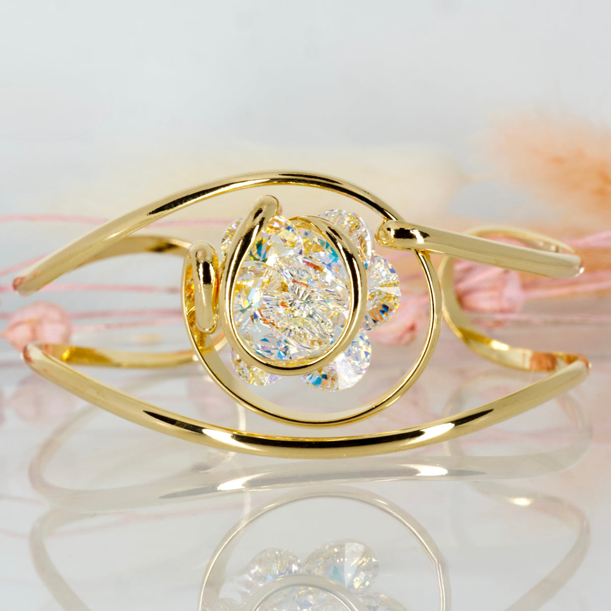 Andrea Marazzini Gold Plated White Crystal Cuff Bangle