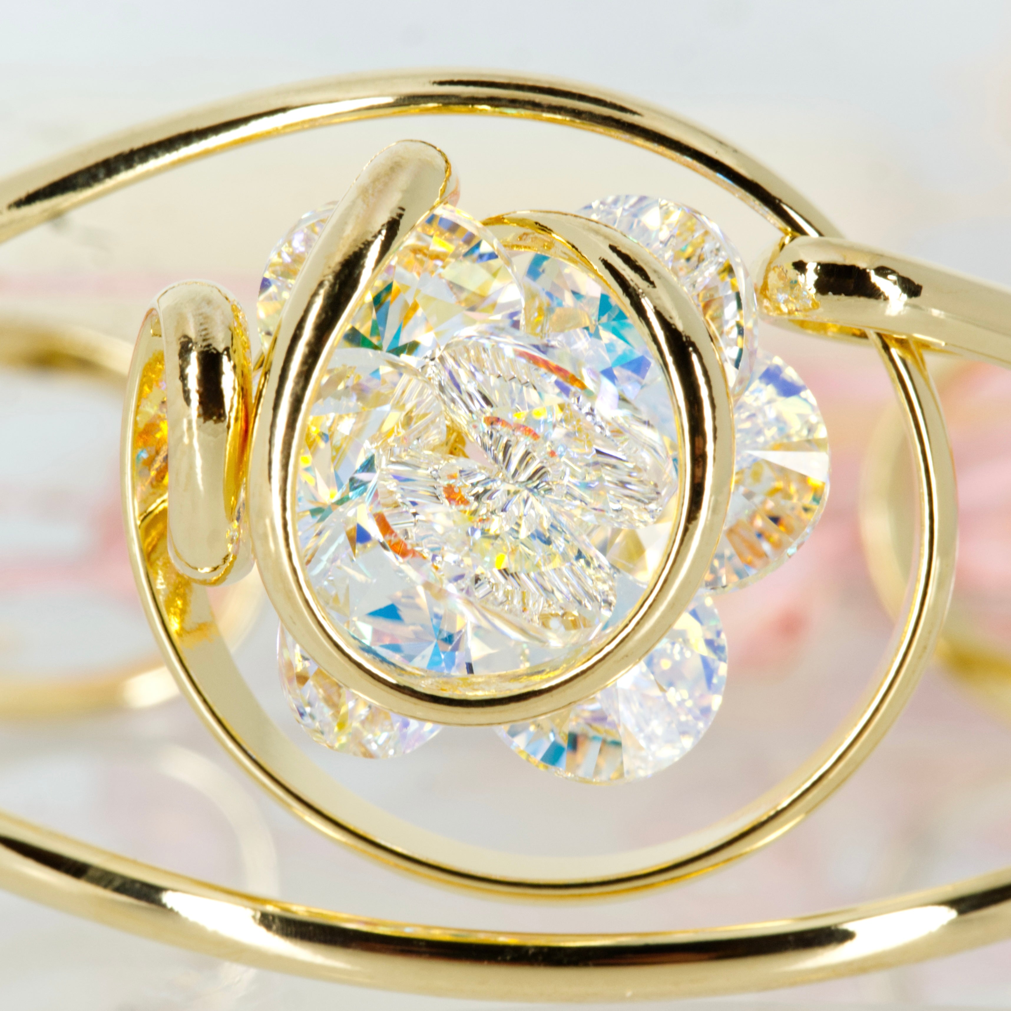 Andrea Marazzini Gold Plated White Crystal Cuff Bangle