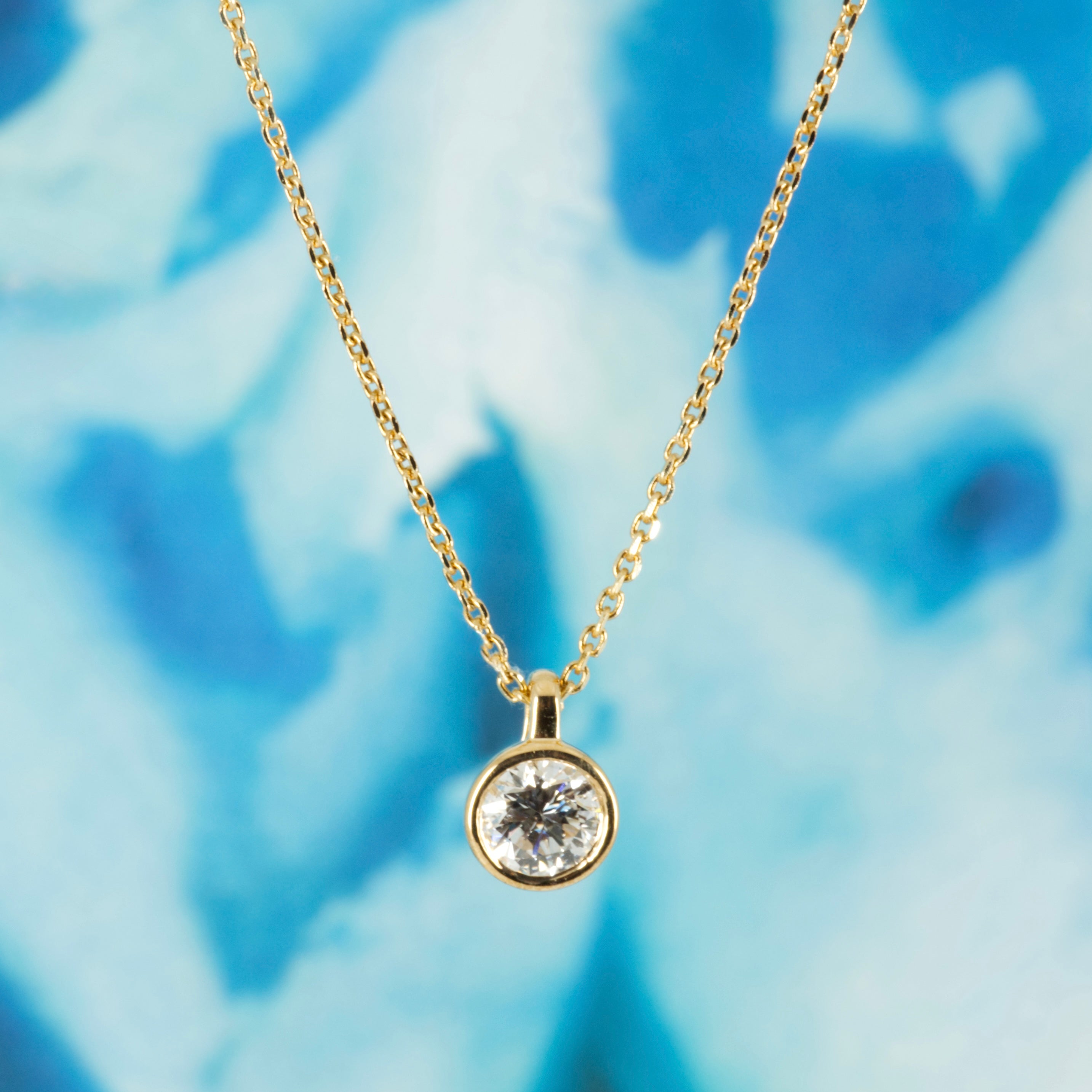 9ct Yellow Gold 0.30ct Round Brilliant Cut Lab Grown Diamond Pendant on a 16”-18” Chain