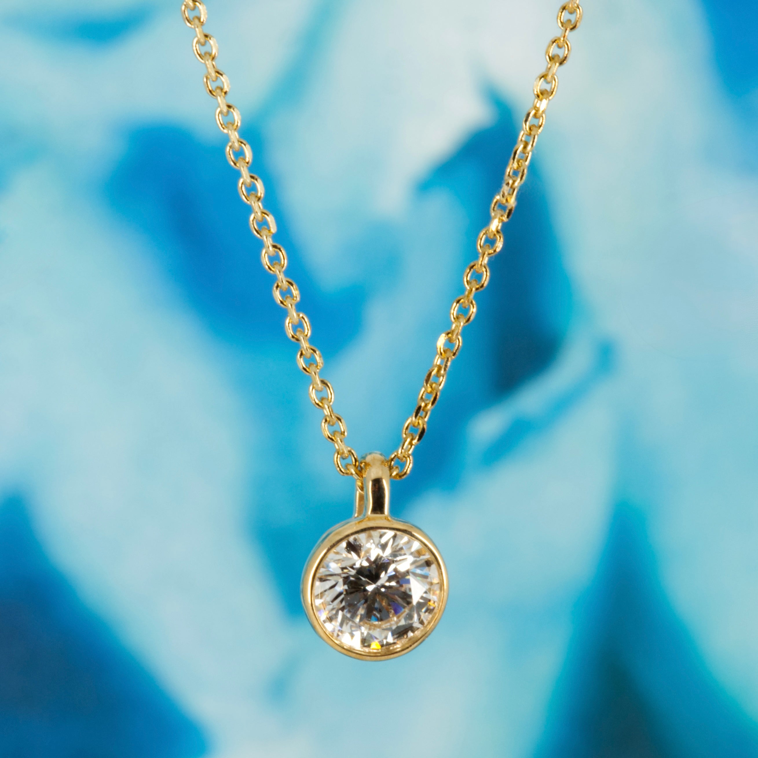 9ct Yellow Gold 0.40ct Round Brilliant Cut Lab Grown Diamond Pendant on a 16”-18” Chain
