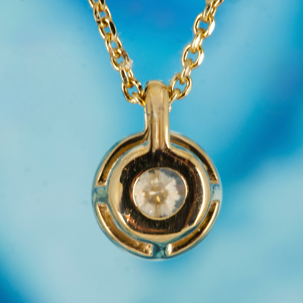 9ct Yellow Gold 0.40ct Round Brilliant Cut Lab Grown Diamond Pendant on a 16”-18” Chain